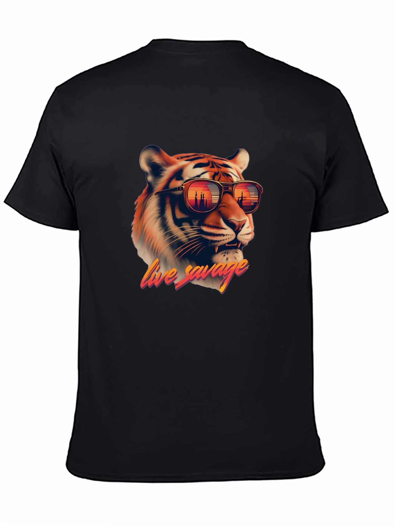 Black Live Savage Tiger Graphic Tee - Cool Black T-Shirt view 4