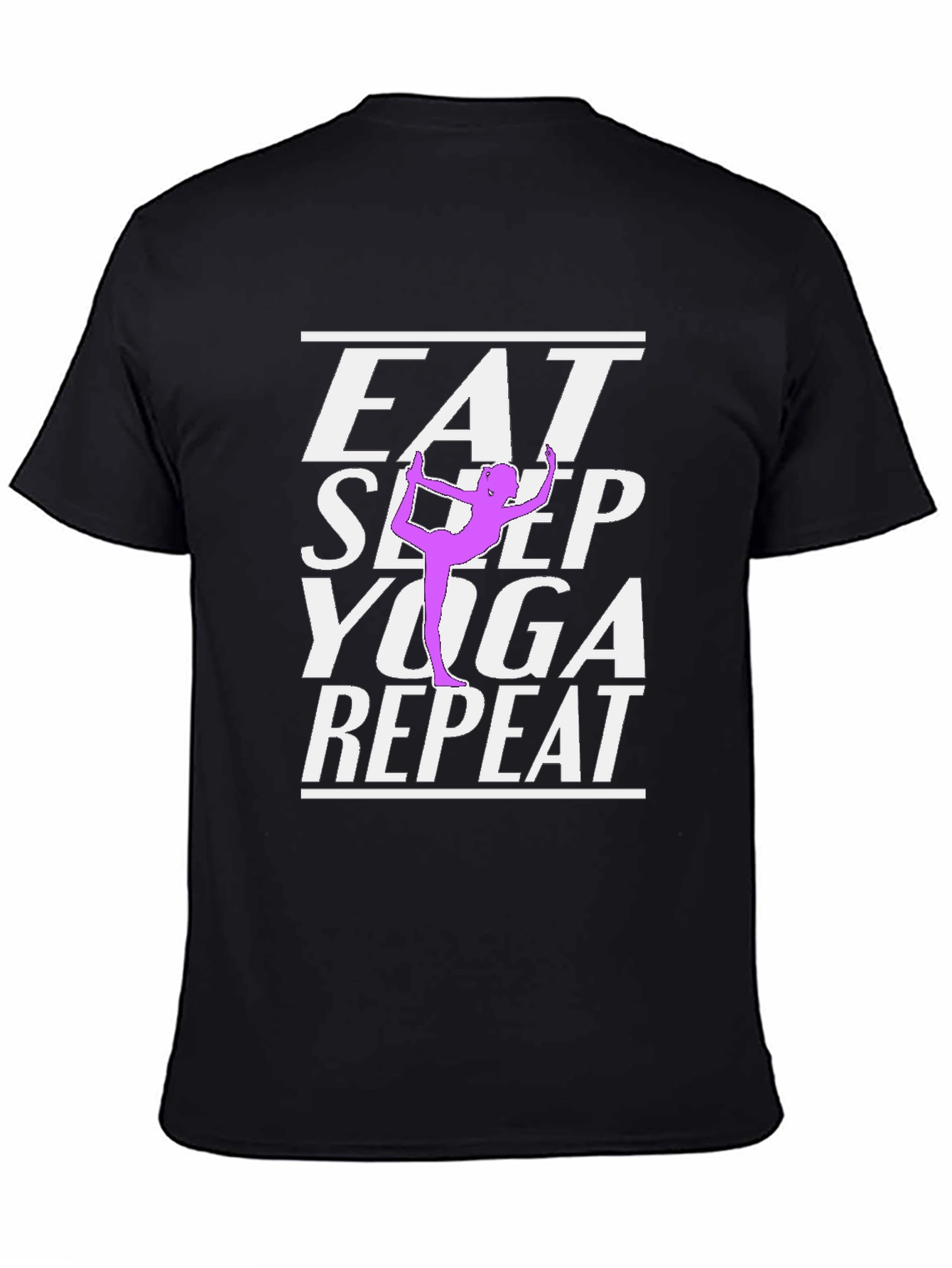 Black Eat Sleep Yoga Repeat Graphic Tee - Black Cotton Blend view 4