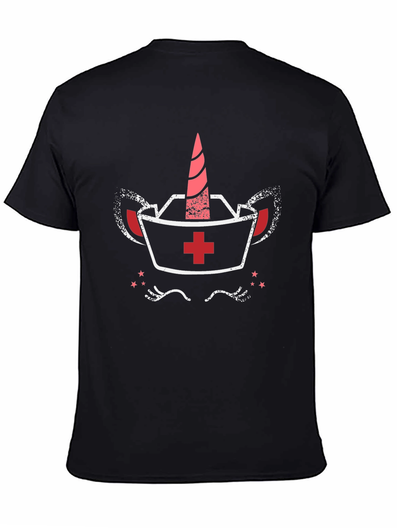 Black Unicorn Nurse T-Shirt - Black, Novelty Graphic Tee view 4