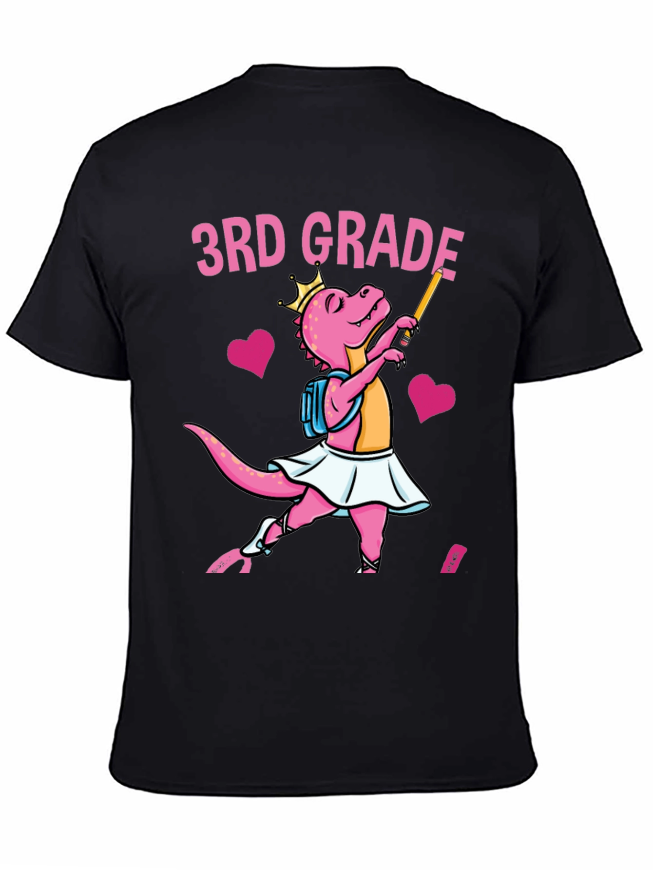 Black 3rd Grade Dinosaur T-Shirt view 4