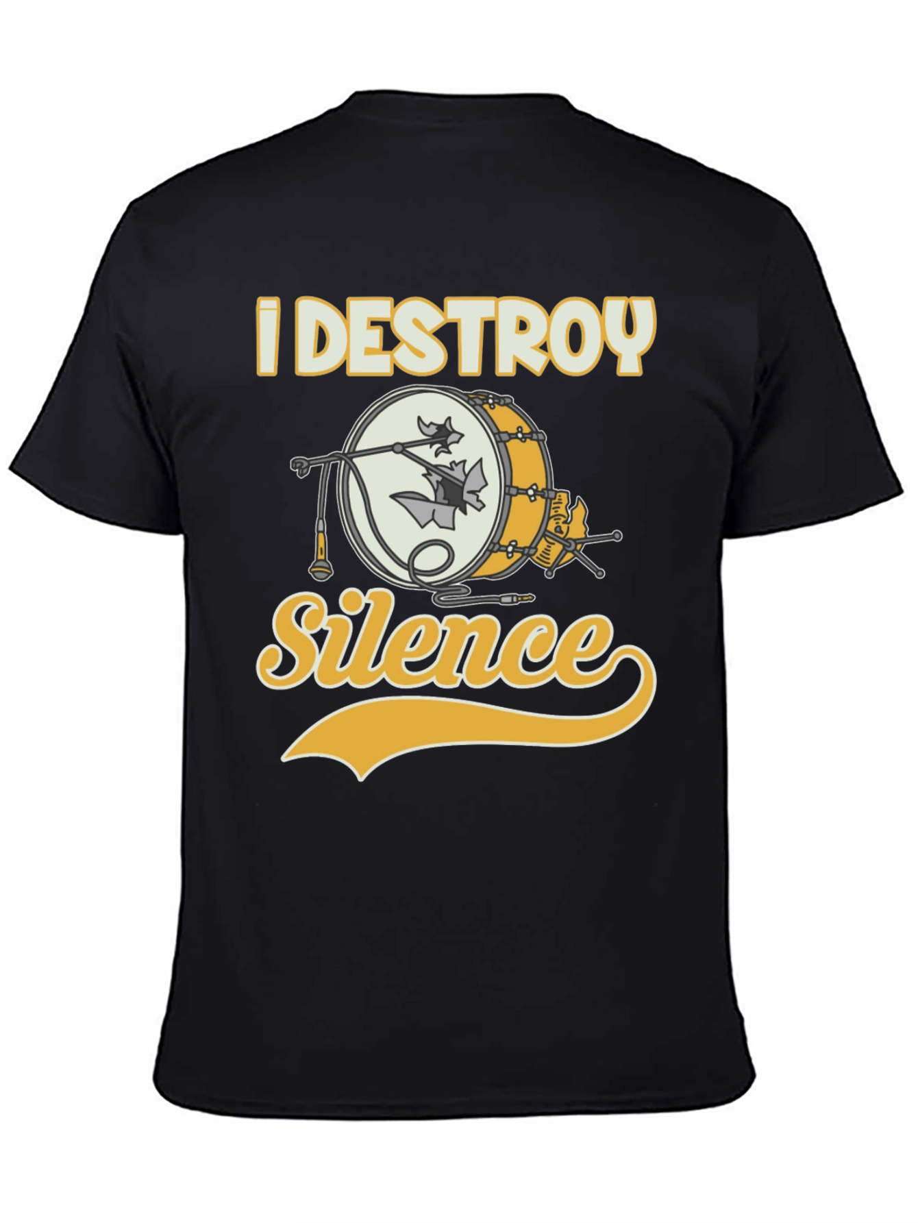 Black I Destroy Silence Drummer T-Shirt - Black view 4
