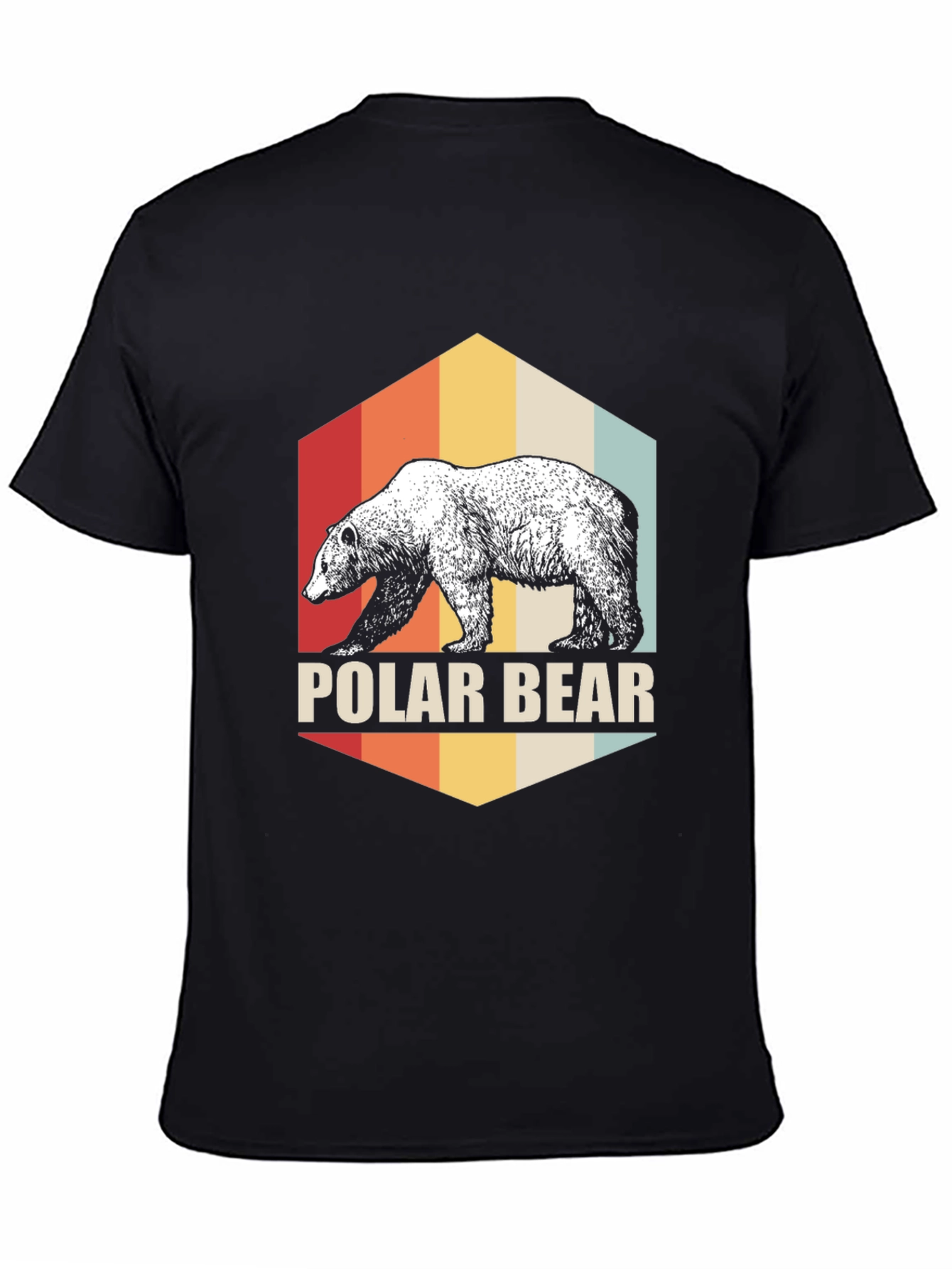 Black Retro Polar Bear Graphic T-Shirt - Classic Black Tee view 4