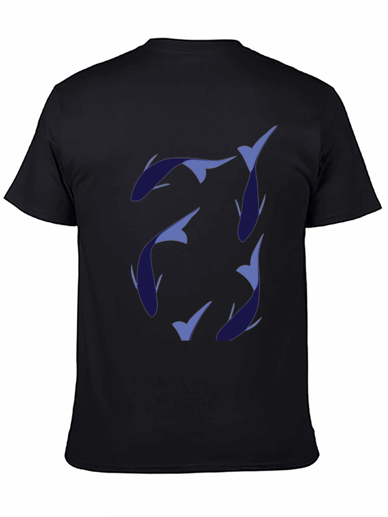 Black Stylish Men's Black T-Shirt with Fish Design view 4