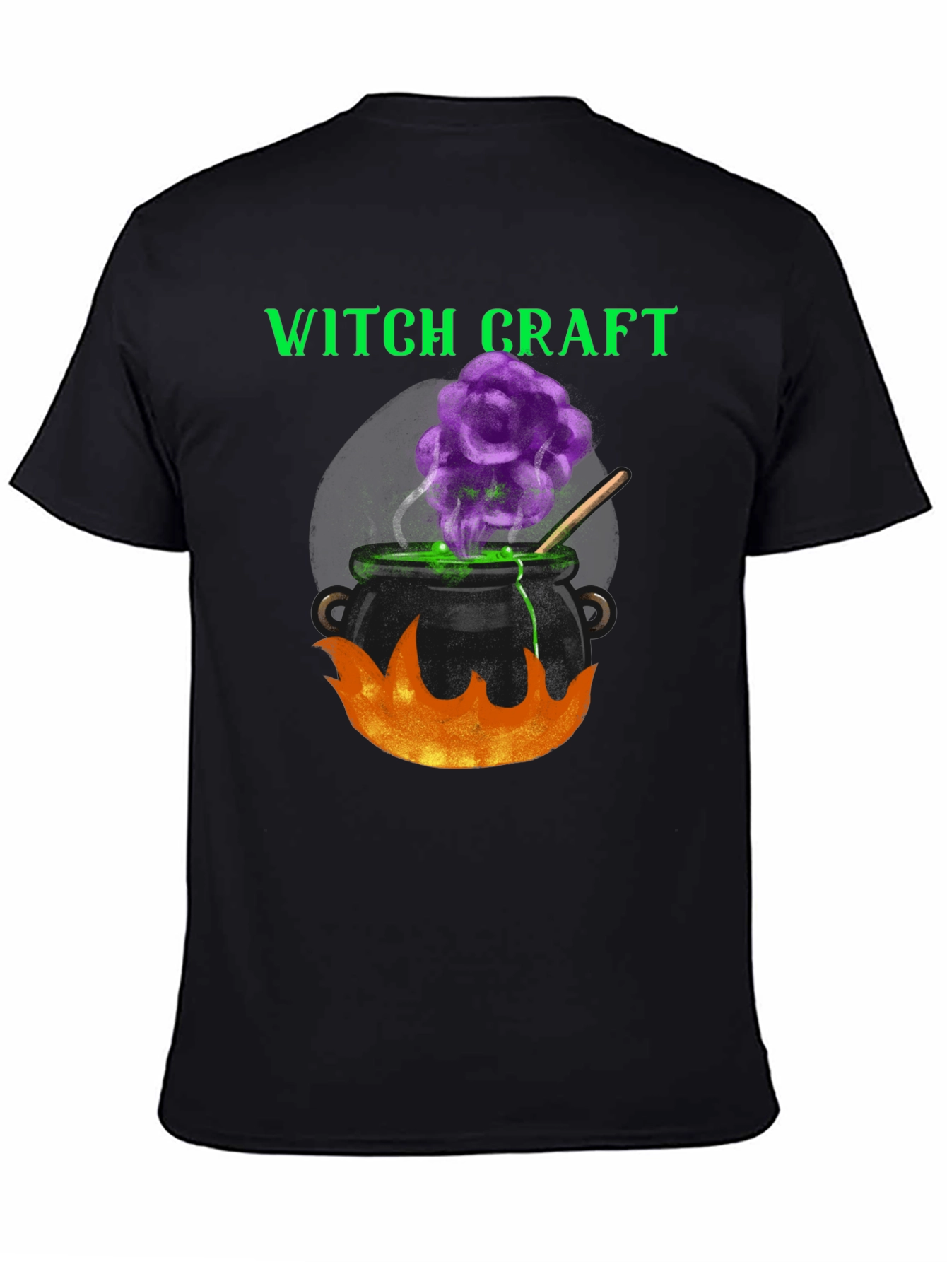 Black Witchcraft Cauldron Graphic Tee - Halloween Apparel view 4