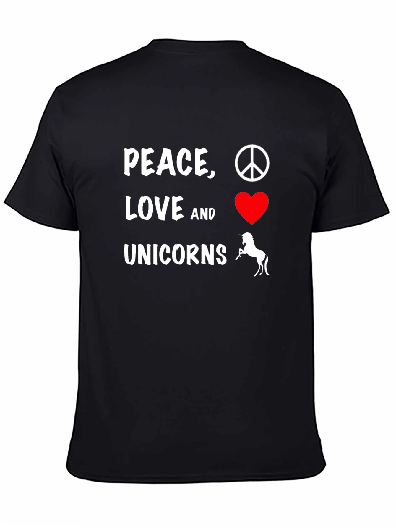 Black Peace, Love & Unicorns Graphic T-Shirt - Black view 4