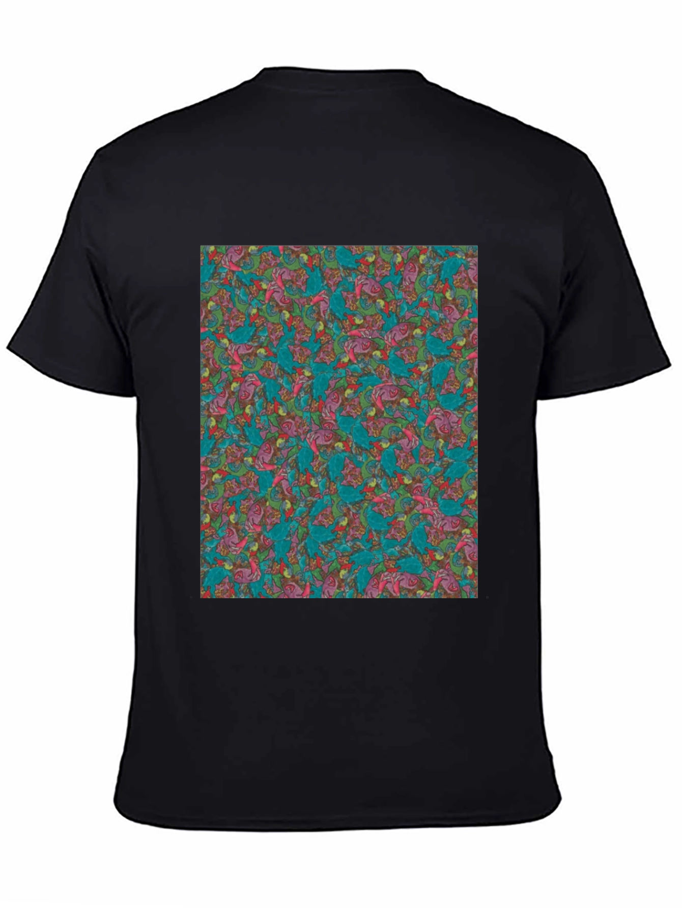 Black Patterned Men's Black T-Shirt view 4