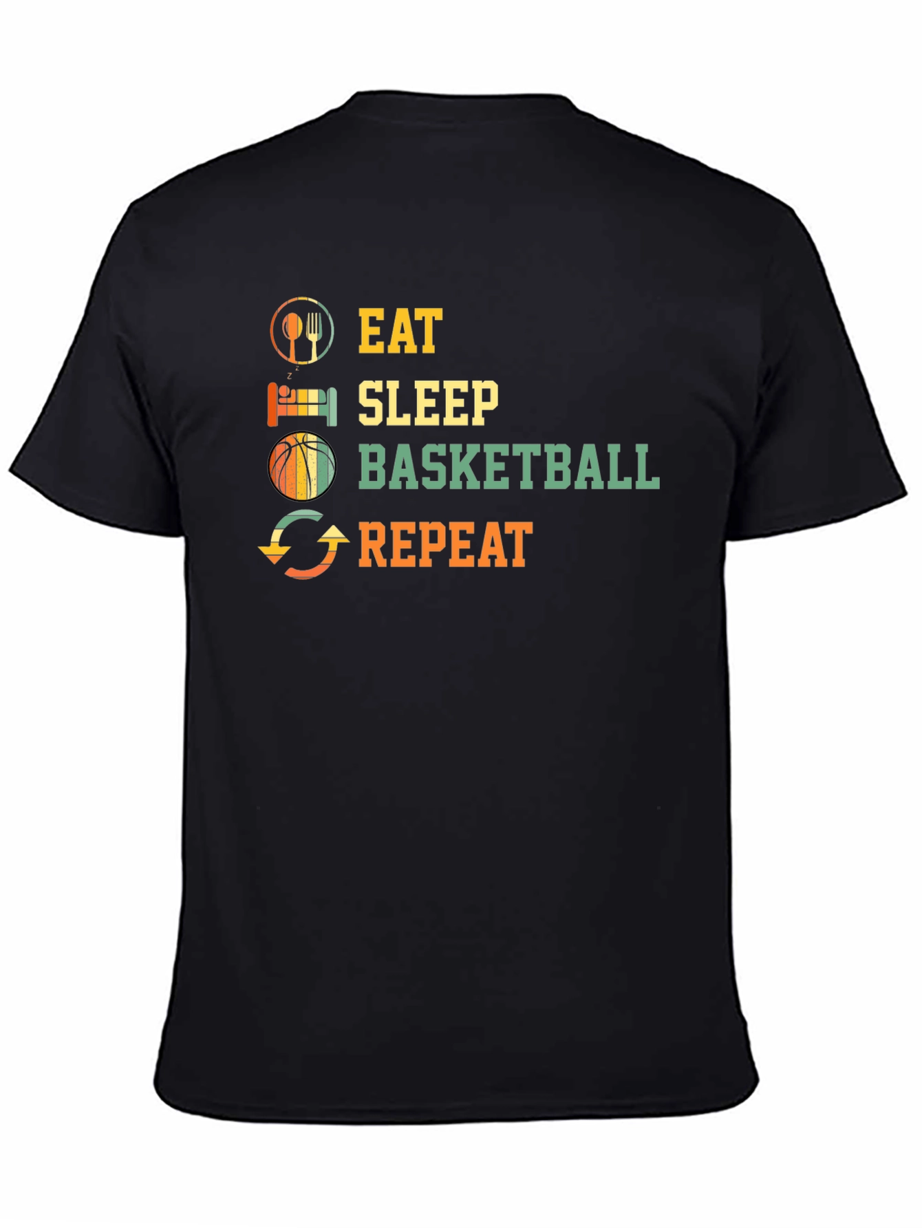 Black Eat Sleep Basketball Repeat T-Shirt view 4