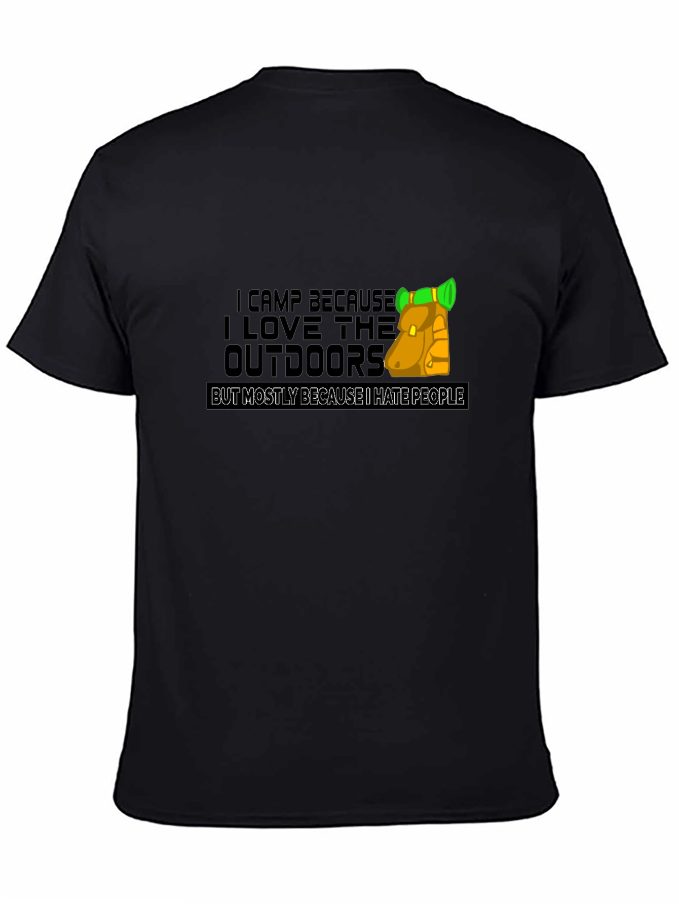 Black I Camp Because I Hate People Black T-Shirt view 4