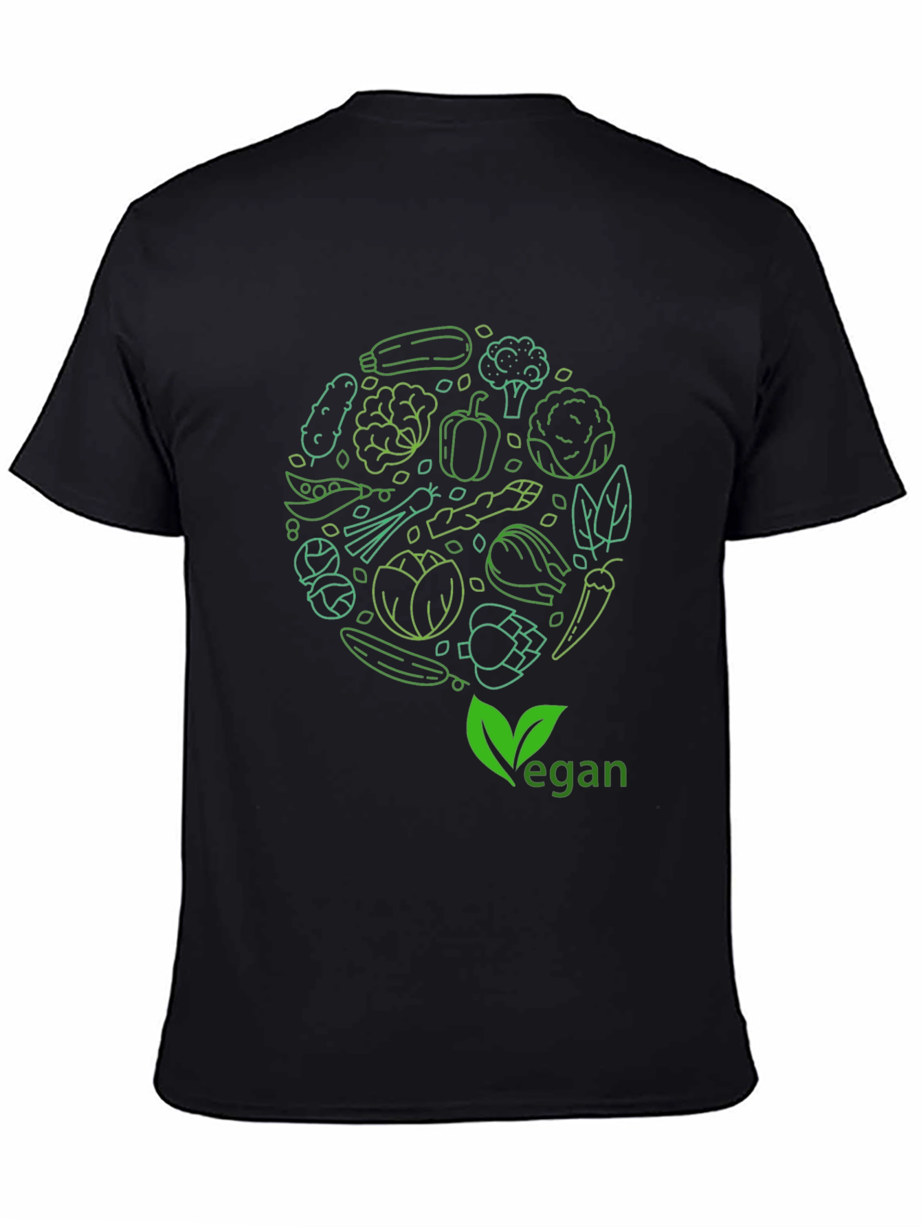 Black Vegan Vegetable Circle T-Shirt - Eat Green! view 4