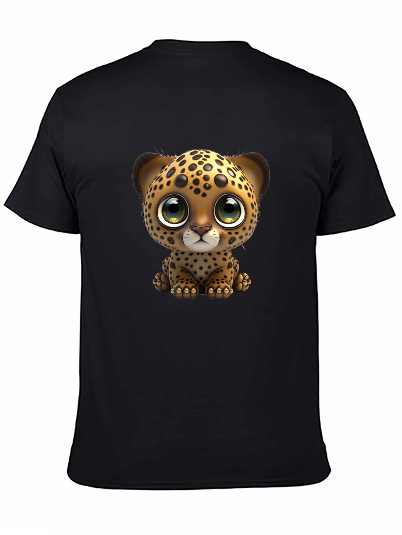 Black Cute Leopard Cub Graphic Tee - Soft Cotton Blend view 4