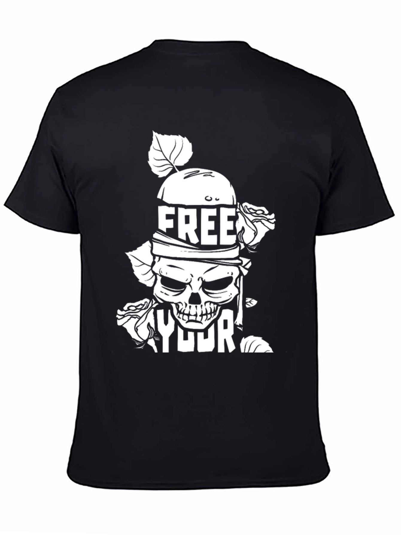 Black Free Your Mind Graphic Tee - Skull & Roses view 4