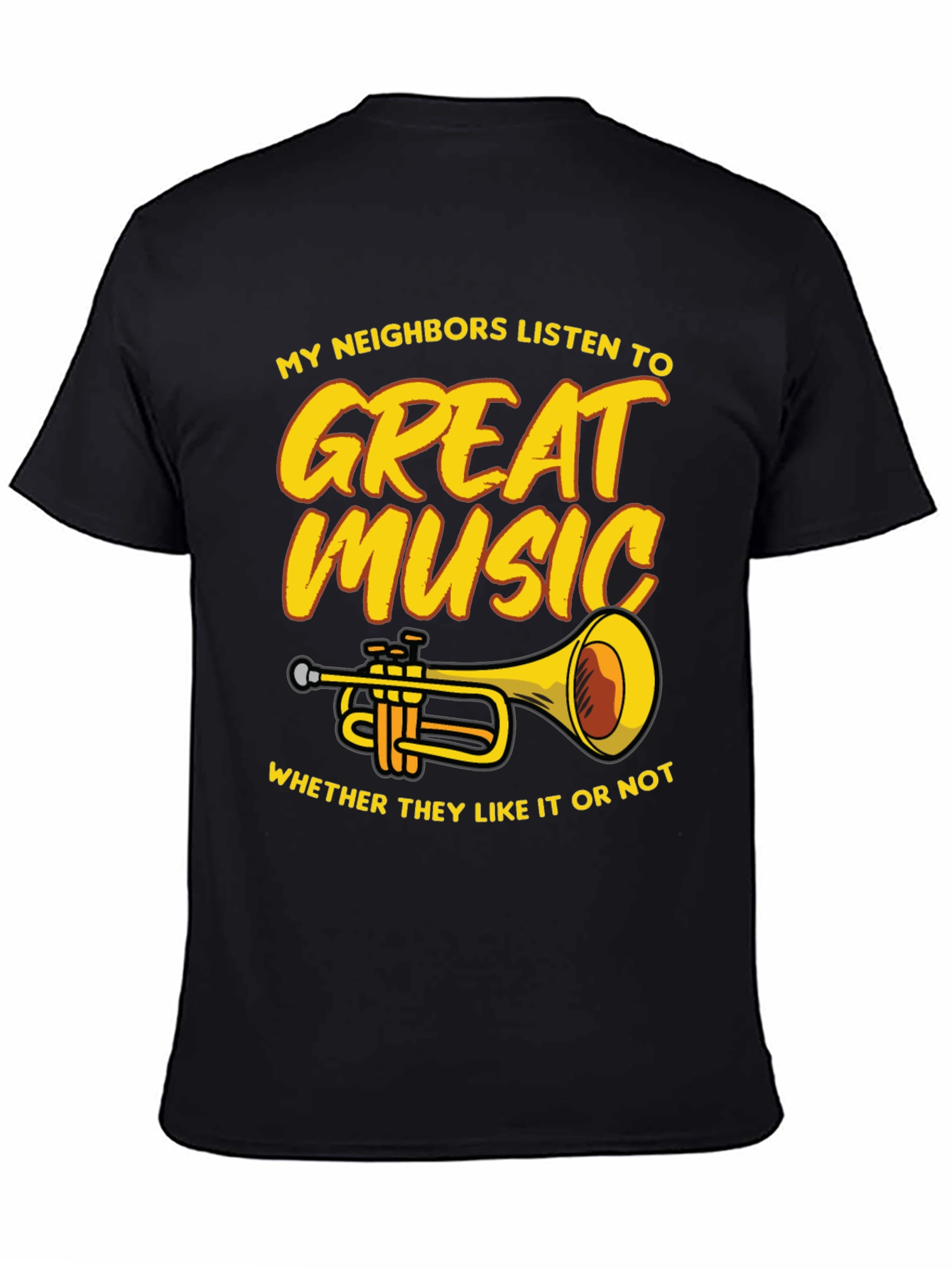 Black Great Music Trumpet T-Shirt view 4
