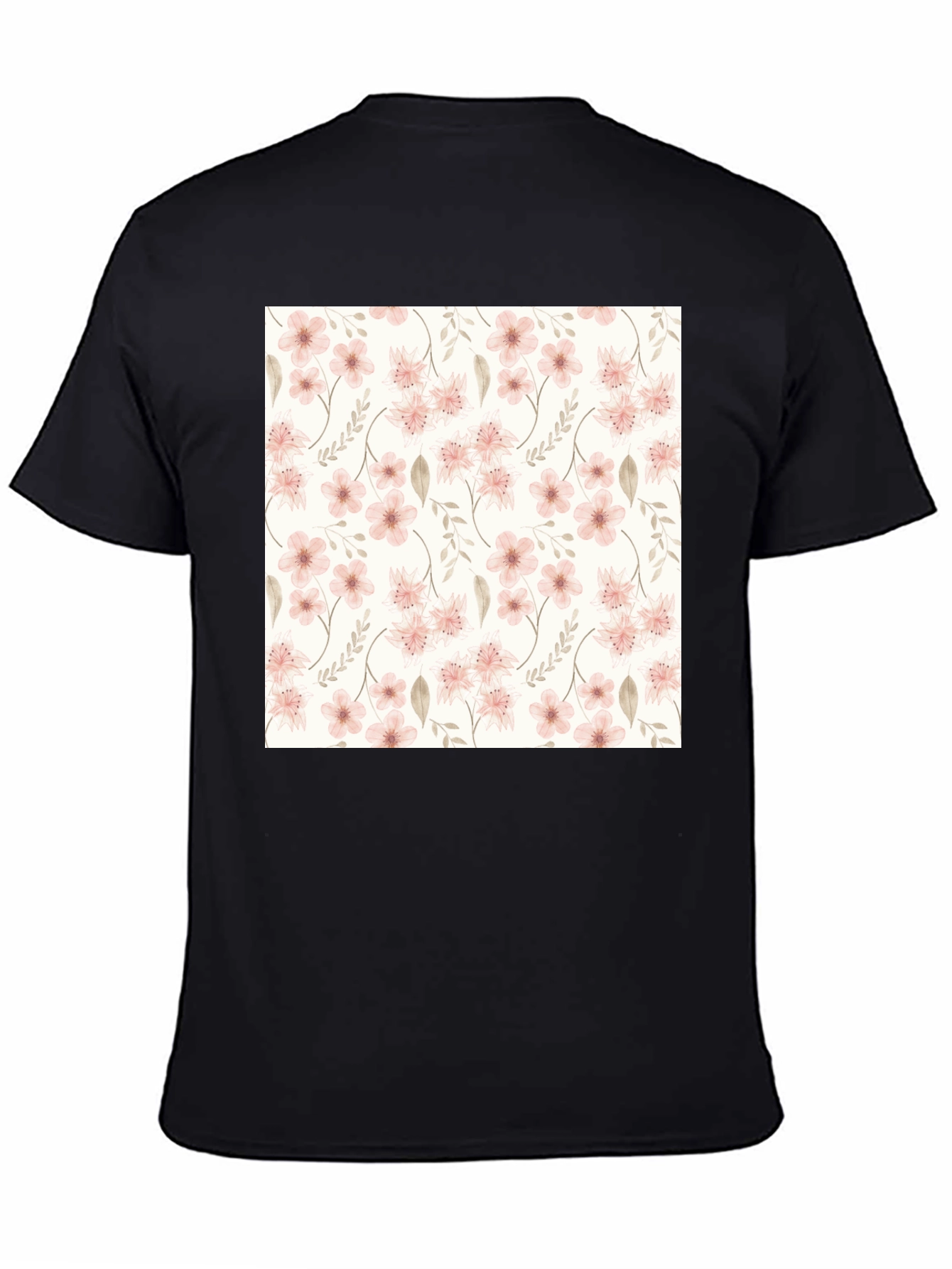 Black Floral Pattern Black T-Shirt - Stylish Casual Wear view 4