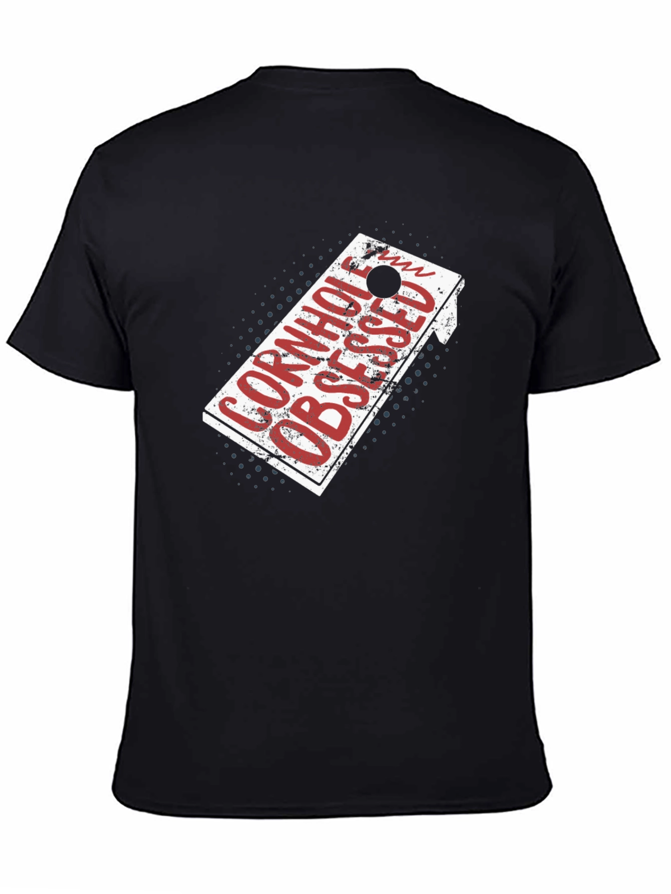 Black Cornhole Obsessed T-Shirt - Black Crew Neck Tee view 4