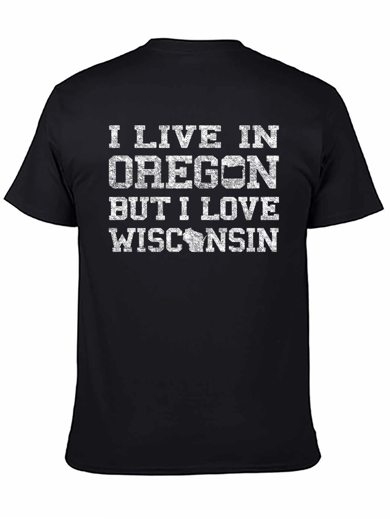 Black Oregon Wisconsin Novelty Graphic T-Shirt view 4