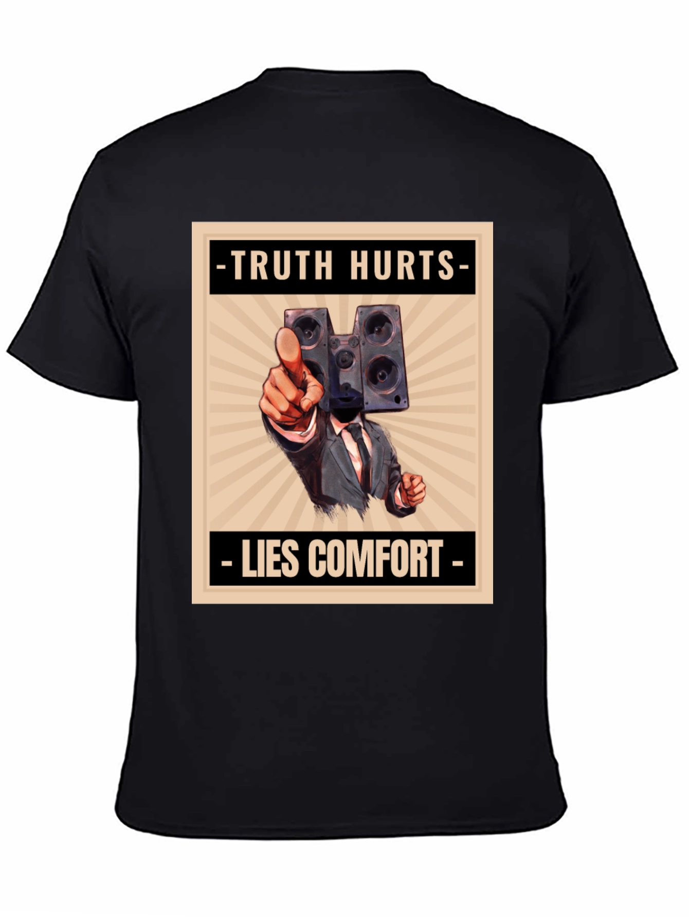 Black Truth Hurts Men's Graphic Tee - Speaker Head view 4