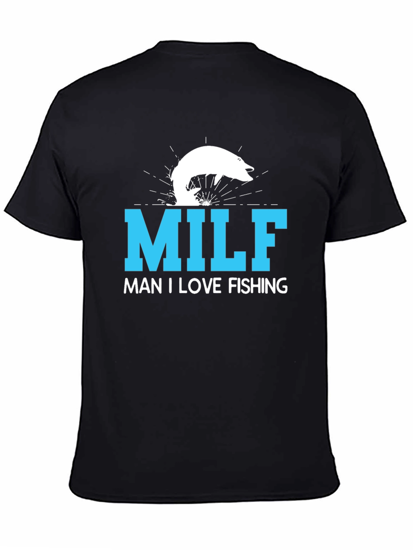 Black MILF Man I Love Fishing T-Shirt Black Cotton Tee view 4