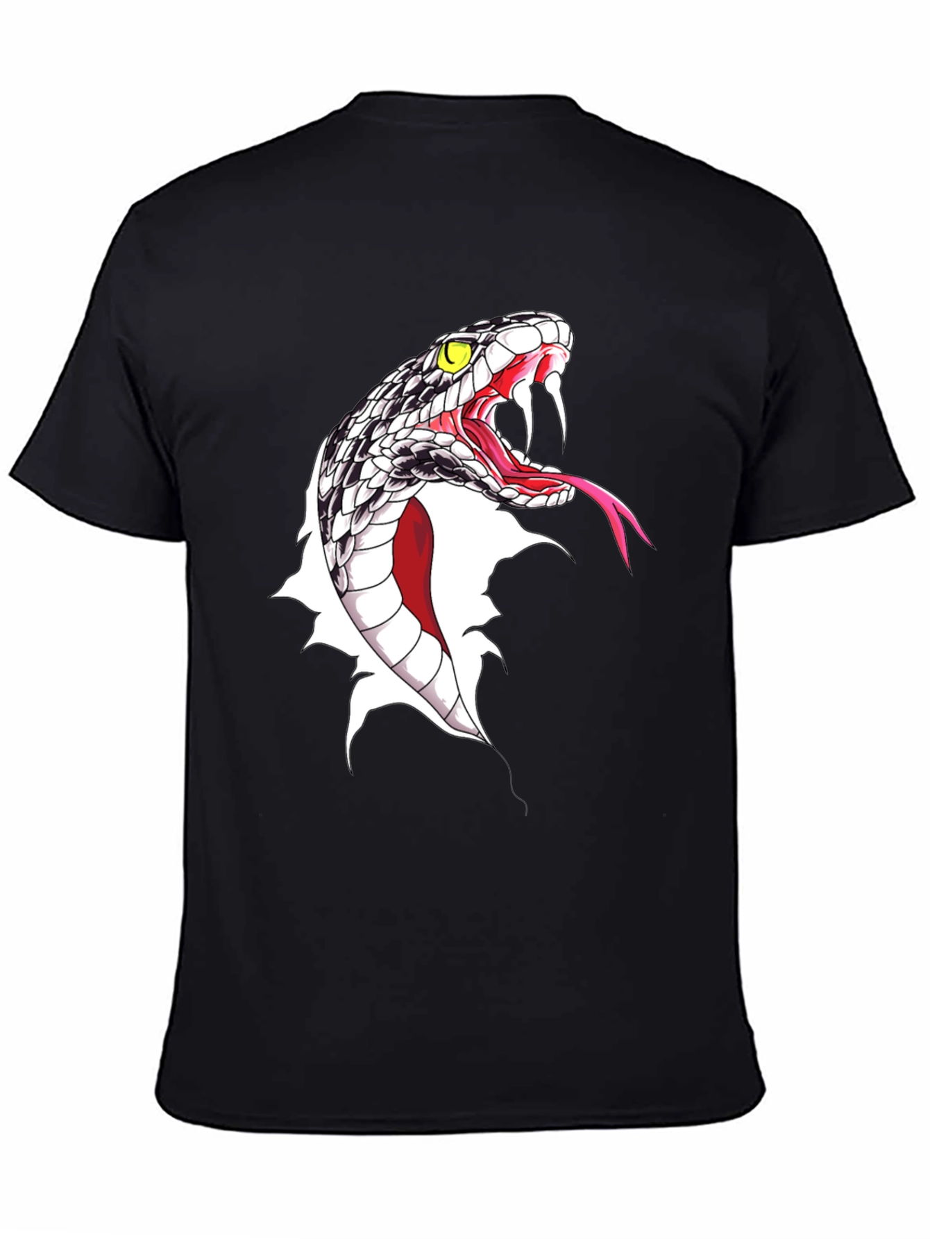 Black Men's Snake Graphic Print Black T-Shirt view 4