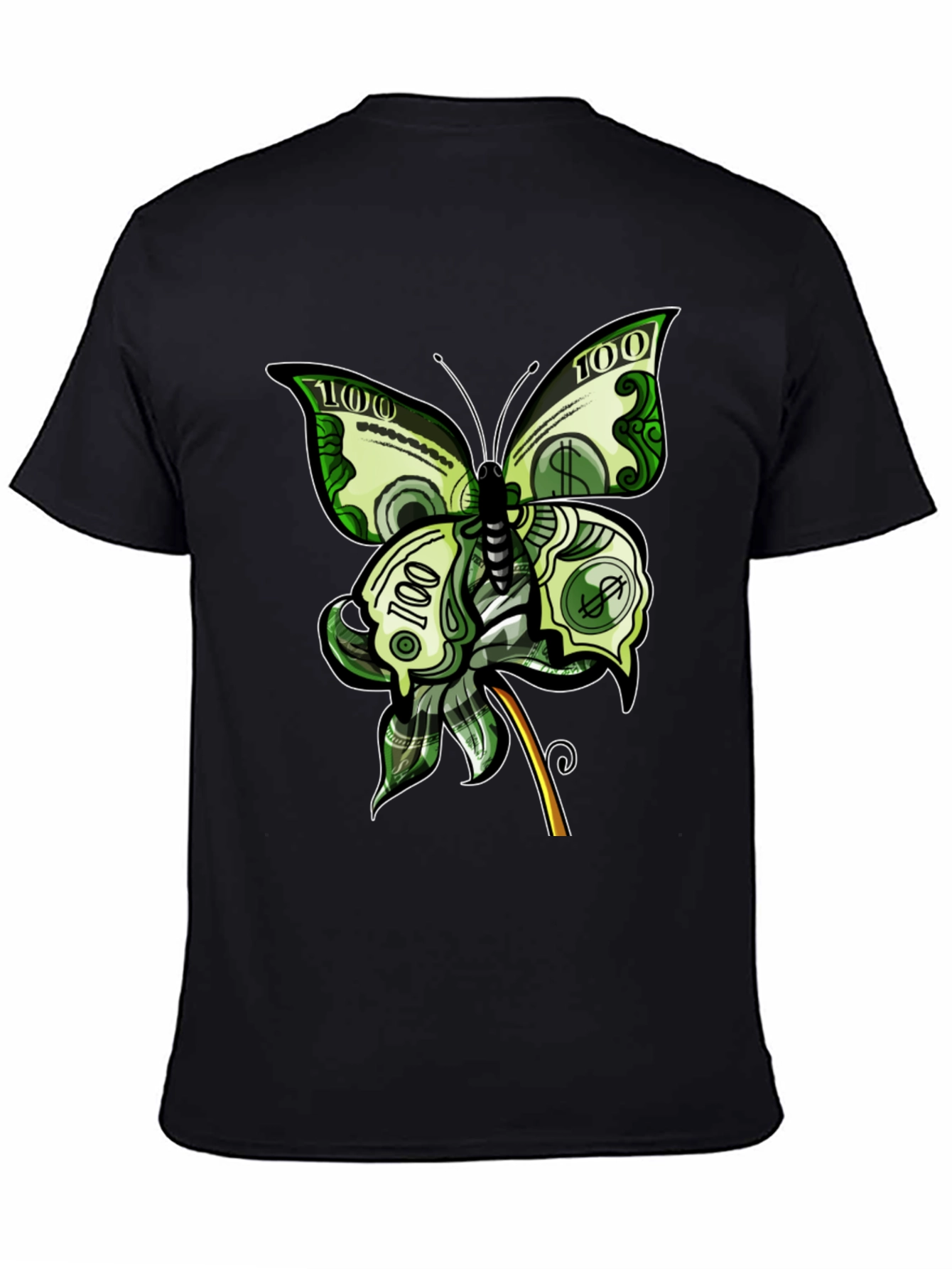 Black Money Butterfly Graphic Tee - Black view 4