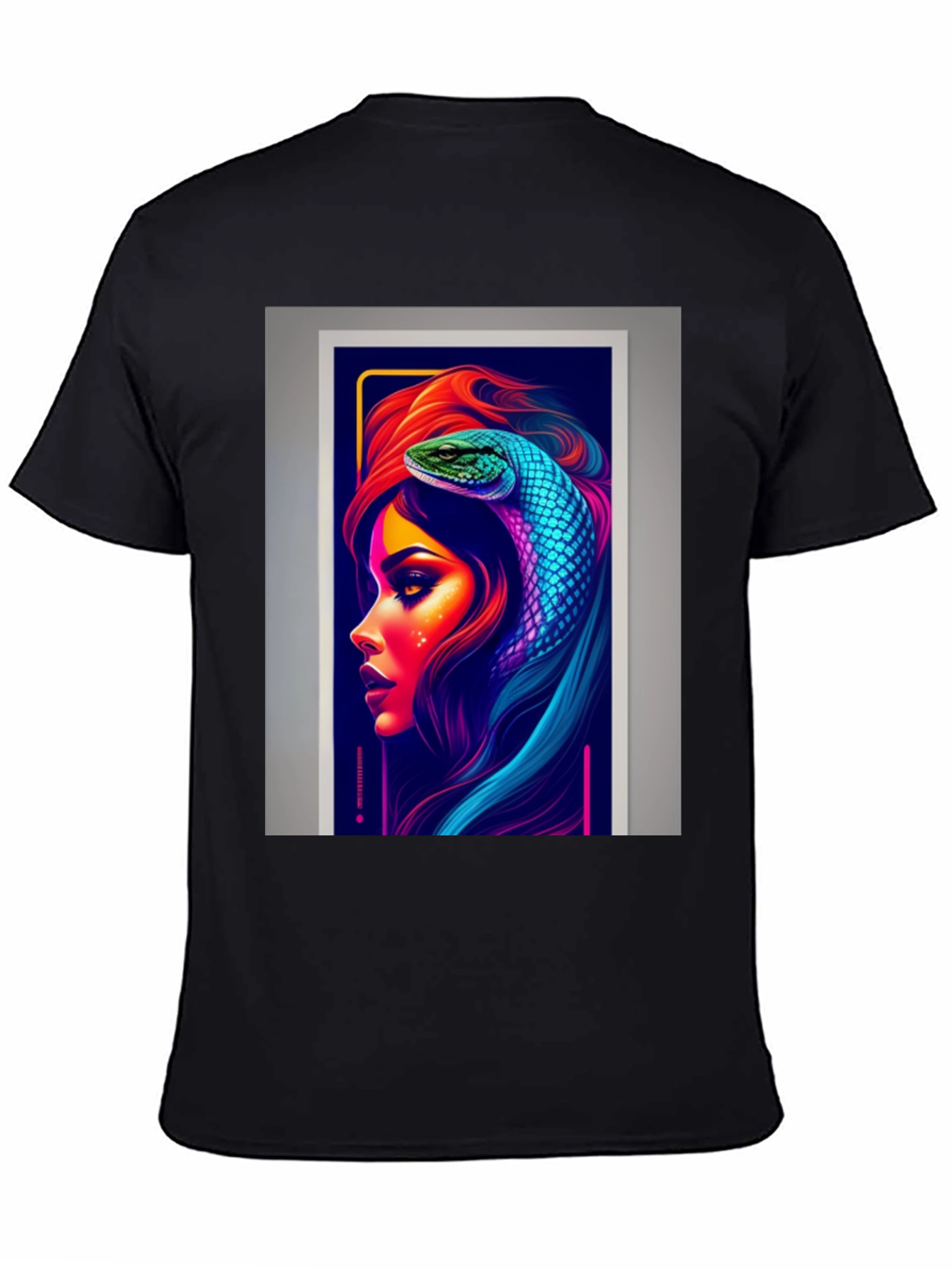 Black Neon Snake Woman Graphic Tee - Stylish & Unique view 4