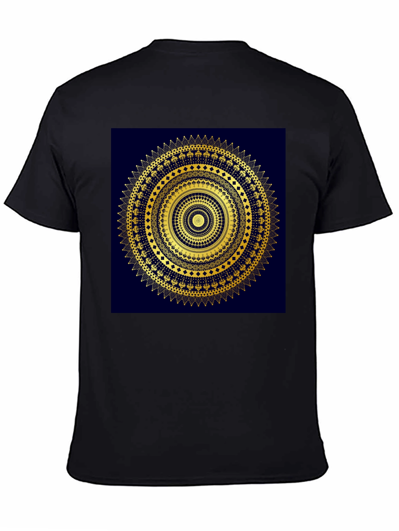 Black Gold Mandala Design Black T-Shirt view 4