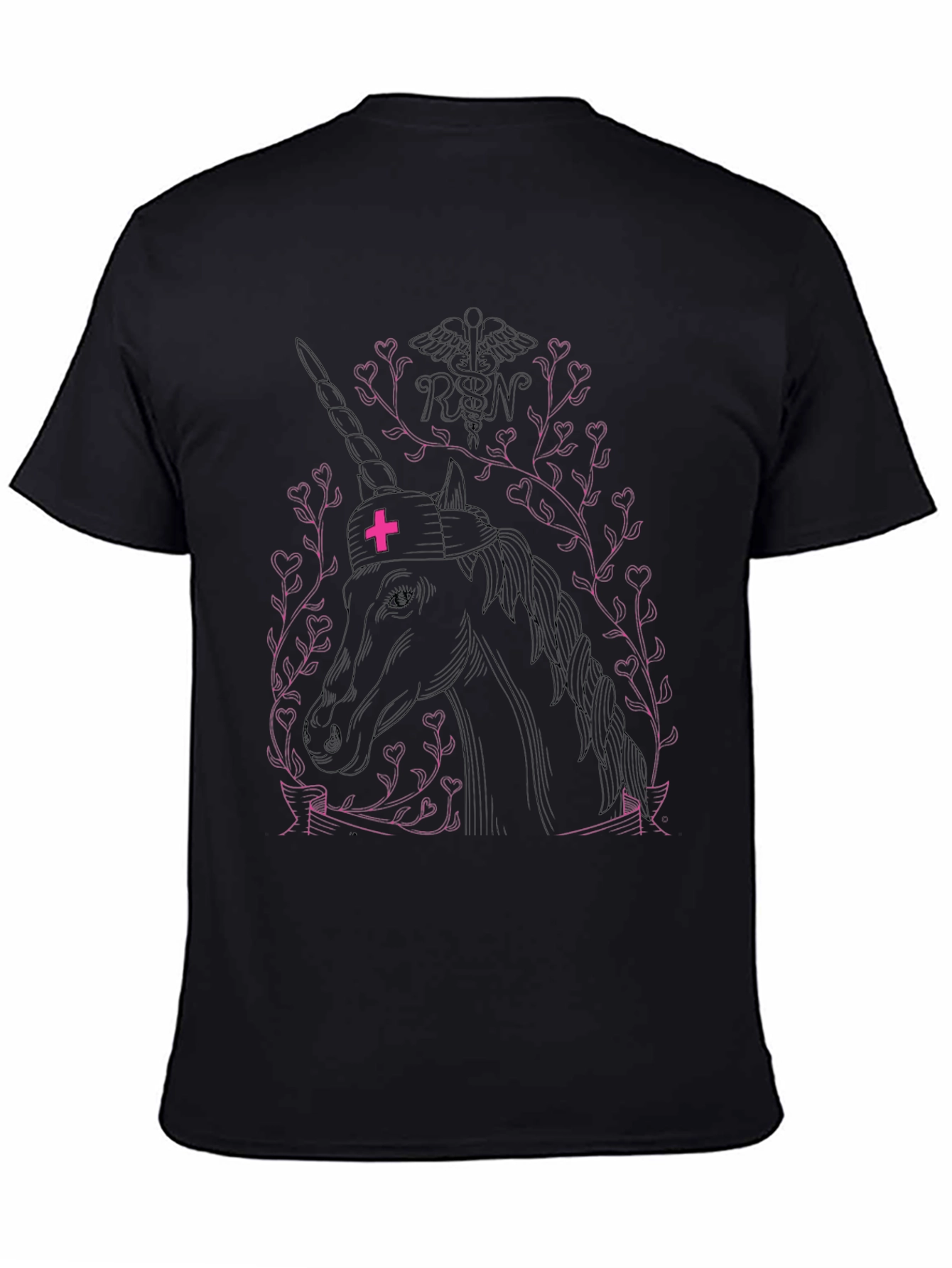 Black Unicorn Nurse T-Shirt -  Magical Medical Apparel view 4