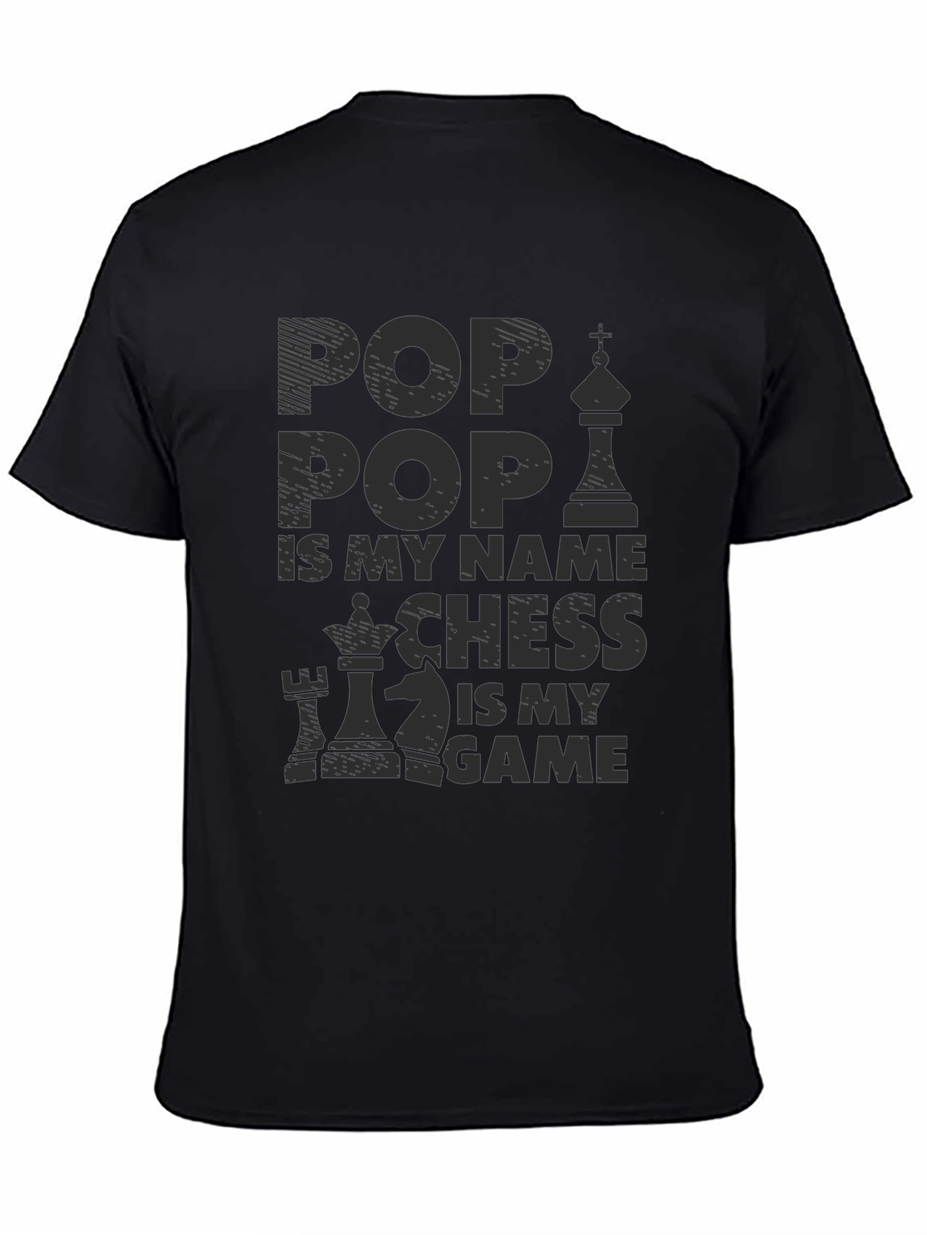 Black Pop Pop Chess Game T-Shirt view 4