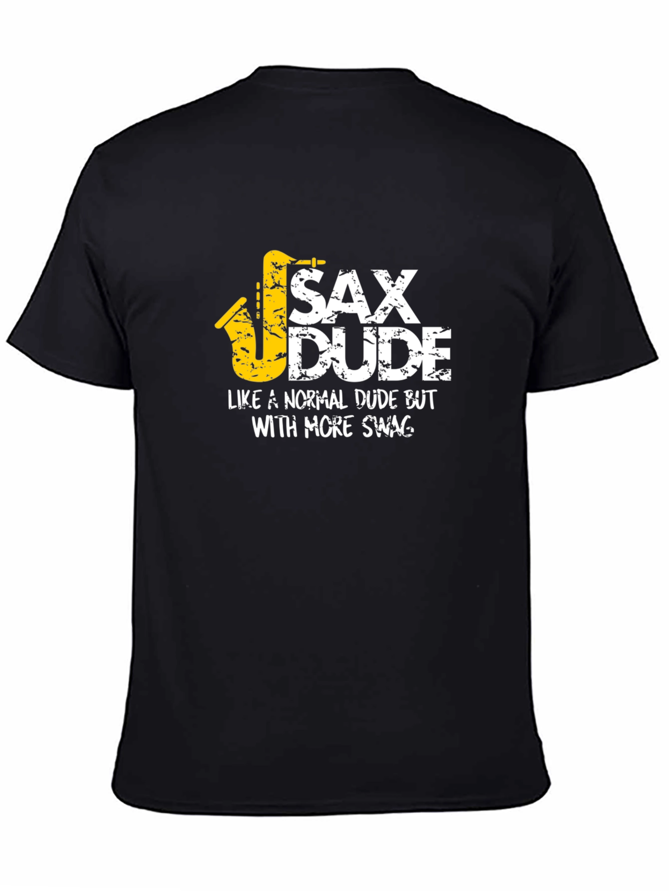 Black Sax Dude Graphic Tee - Cool Saxophone T-Shirt view 4