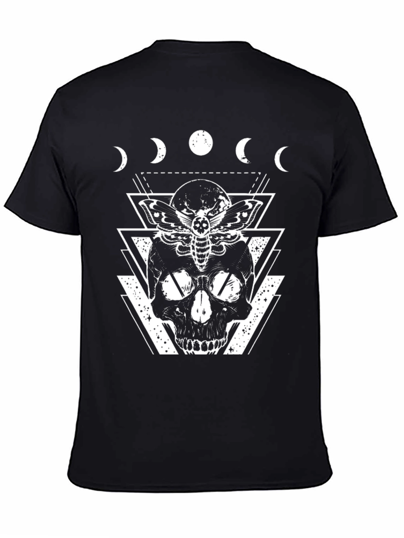 Skull & Moth Graphic Tee - Black Gothic Design - 4