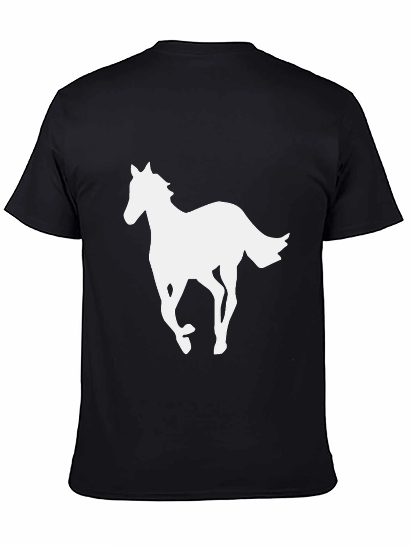 Black Black T-Shirt with White Horse Graphic view 4