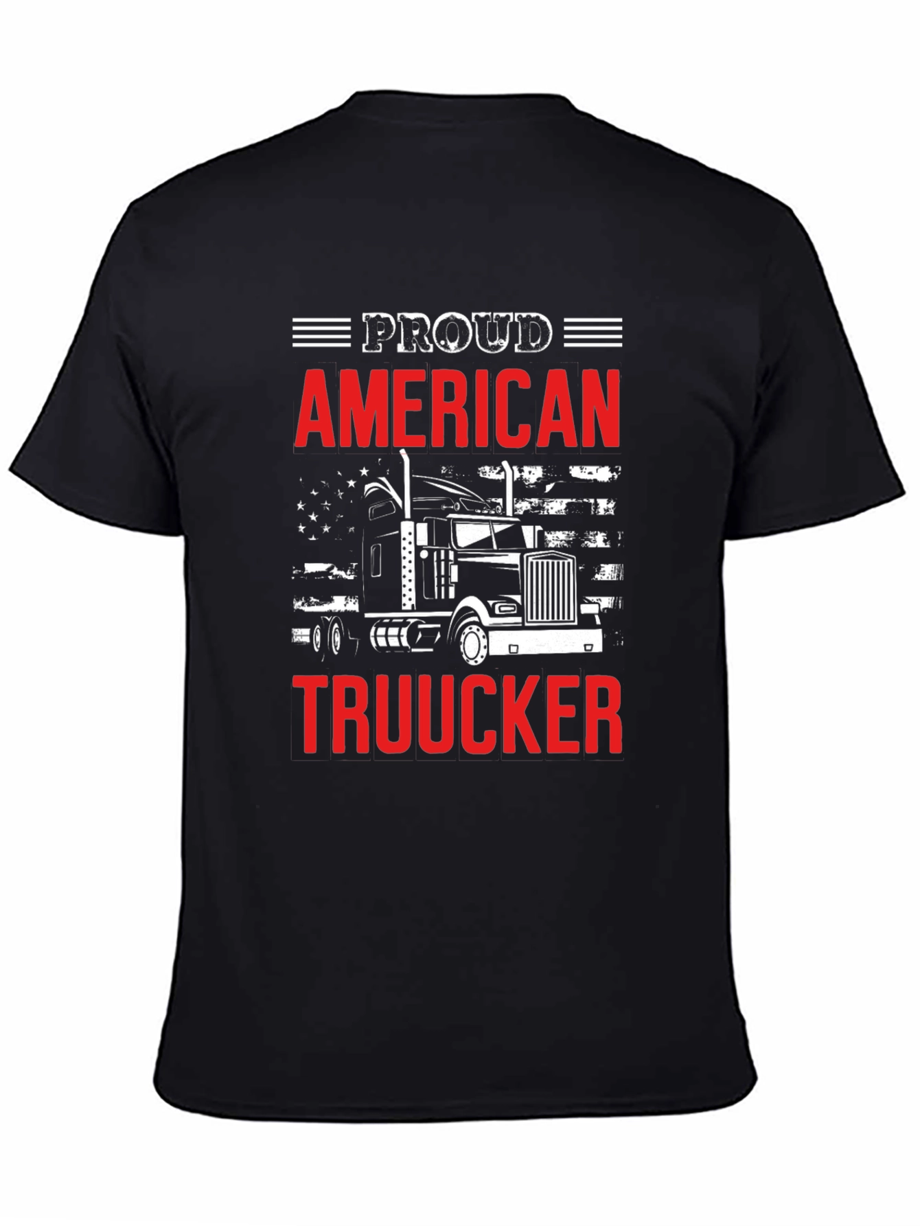Black Proud American Trucker Graphic T-Shirt view 4