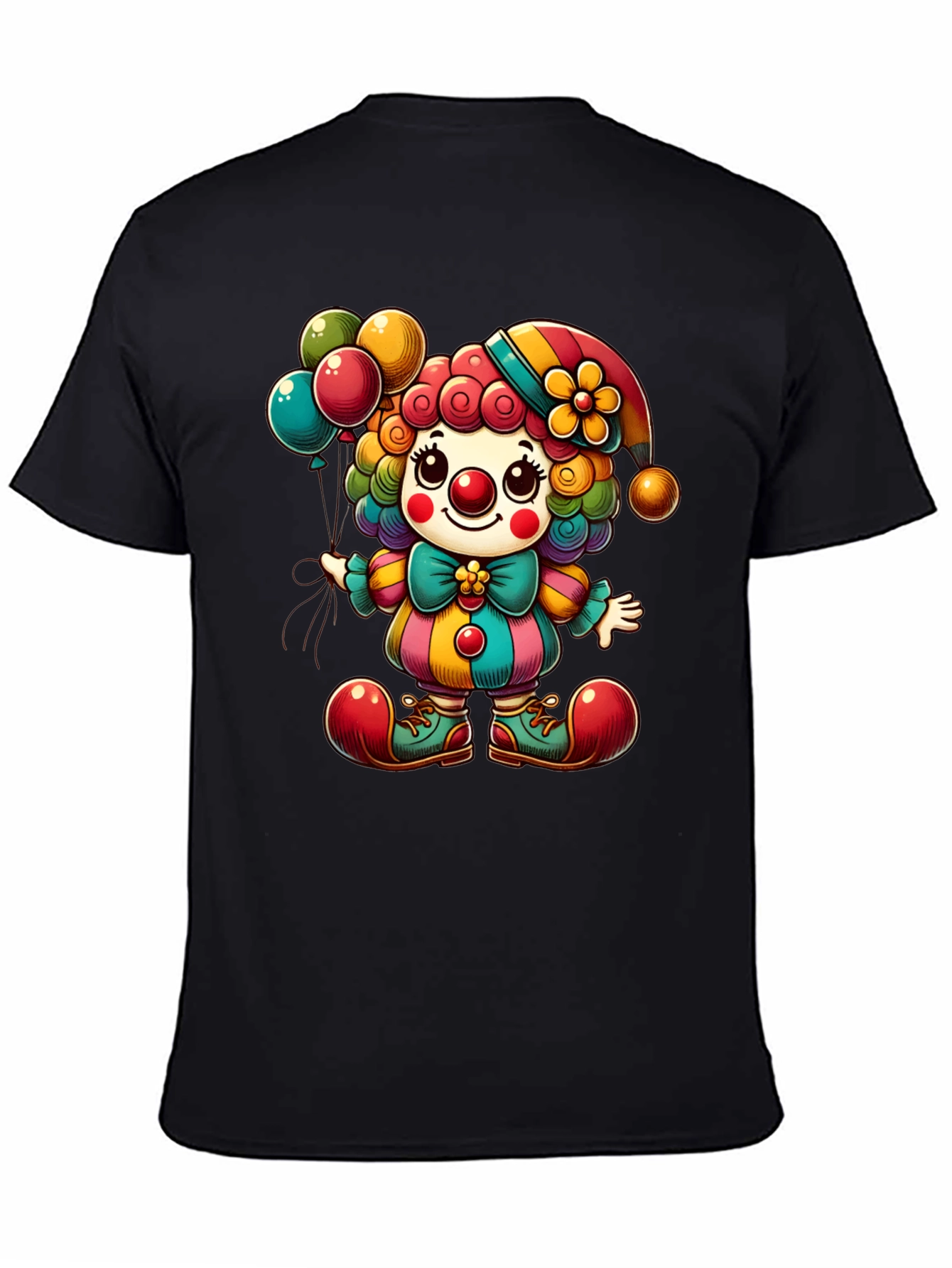 Black Clown Graphic T-Shirt - Funny and Colorful Tee view 4