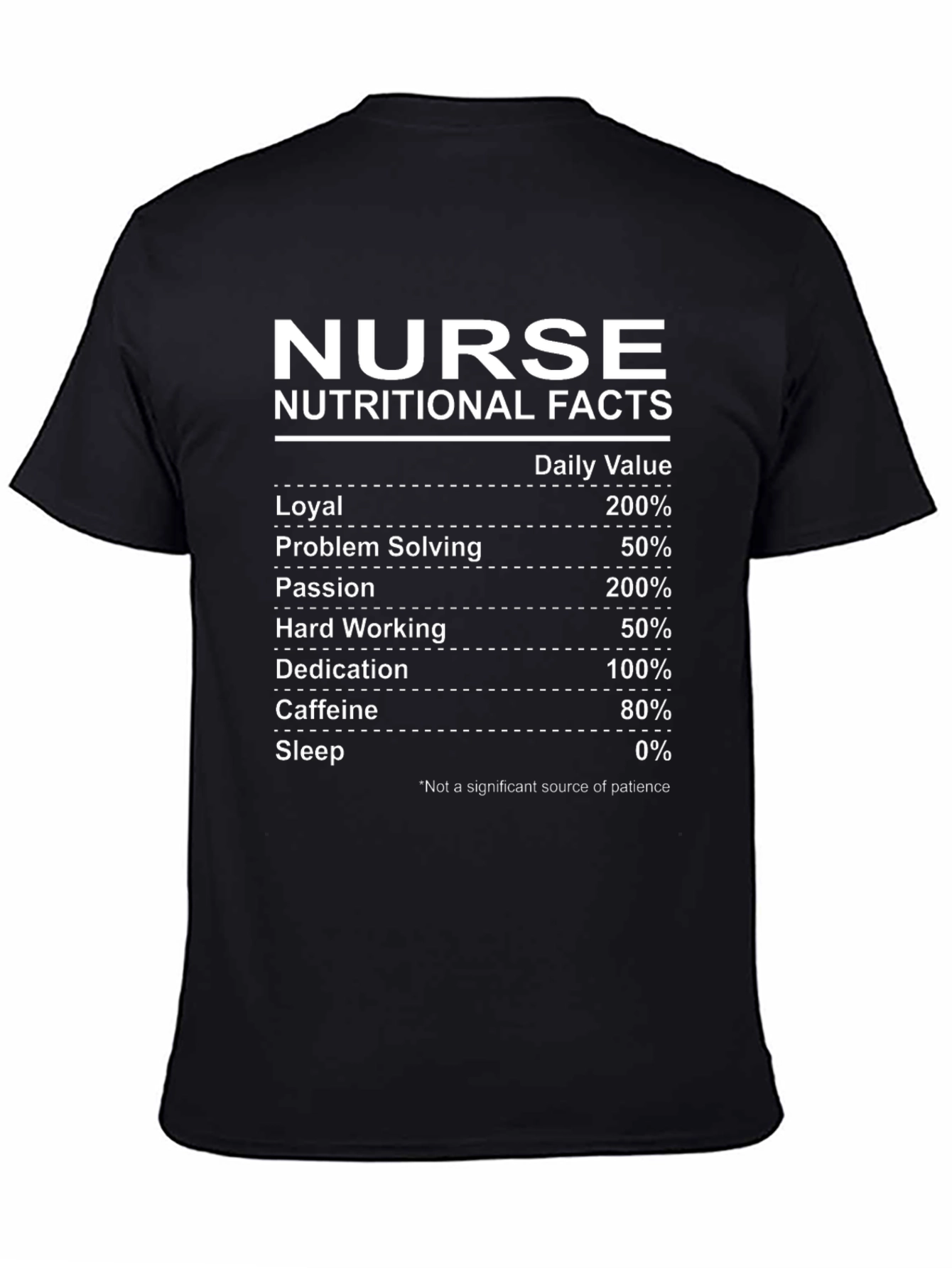 Nurse Nutritional Facts Black T-Shirt - 4