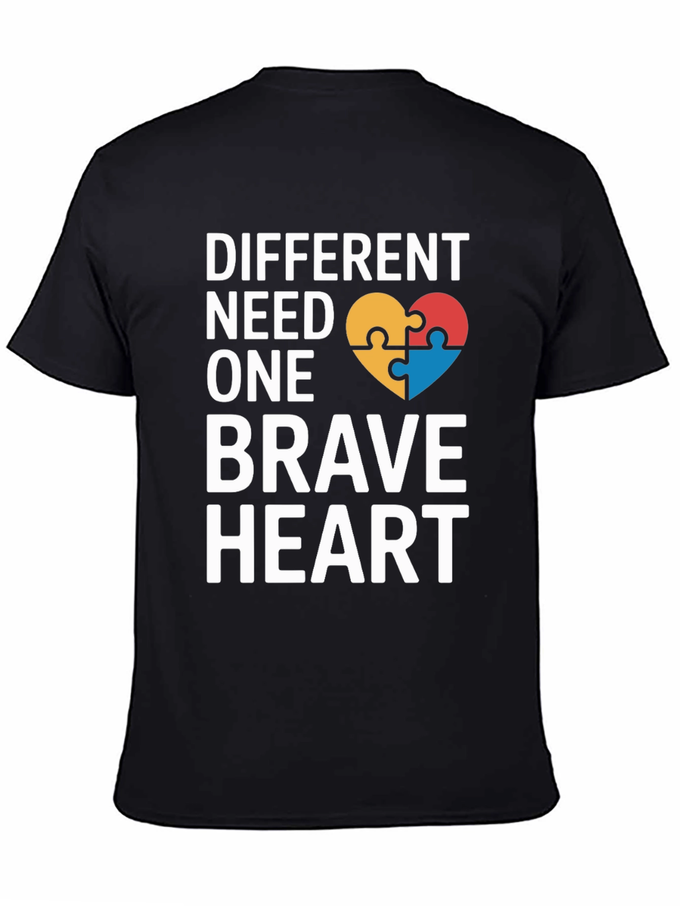 Black Different Need One Brave Heart Autism Awareness T-Shirt view 4