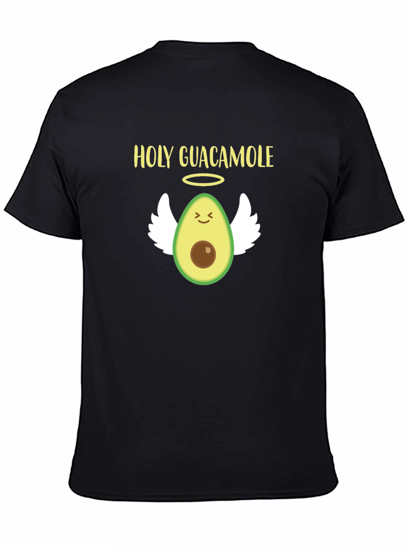 Black Holy Guacamole Avocado Angel Graphic T-Shirt view 4