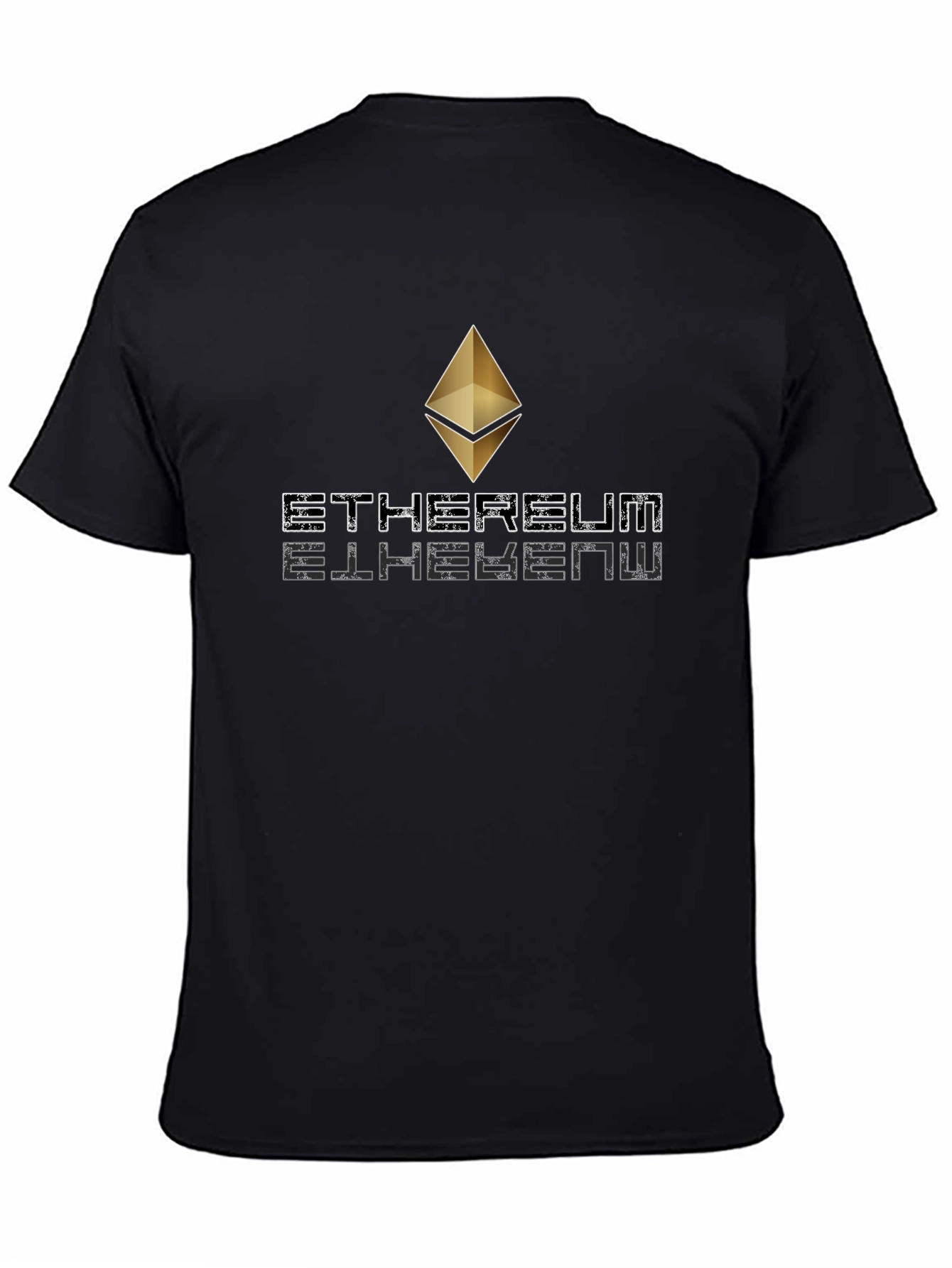 Black Ethereum Crypto Black T-Shirt - Modern Tech Style view 4