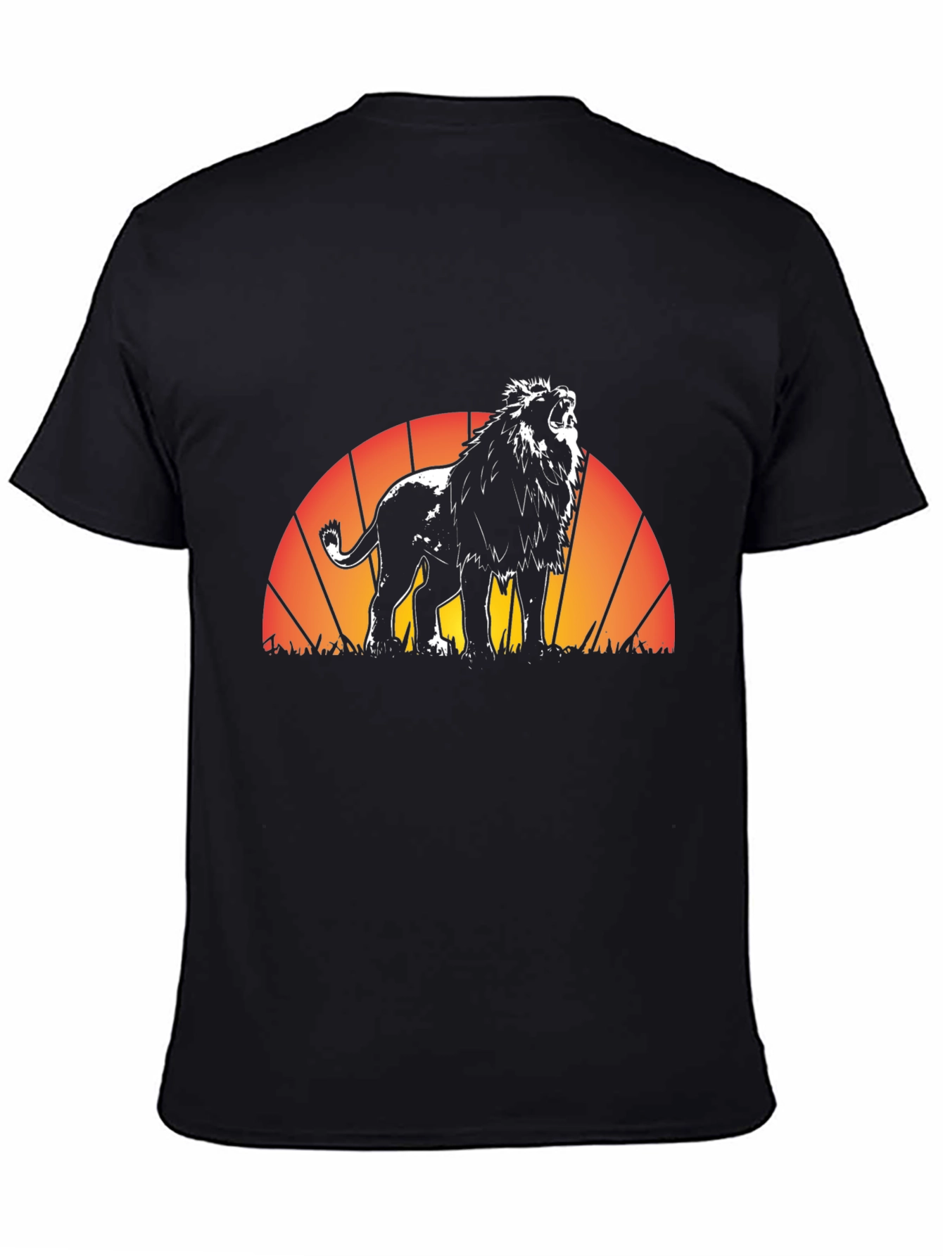 Black Lion Sunset Graphic Tee - Black Cotton T-Shirt view 4