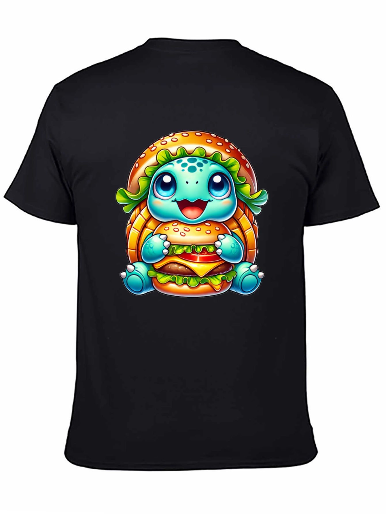 Black Turtle Burger Graphic Black T-Shirt view 4