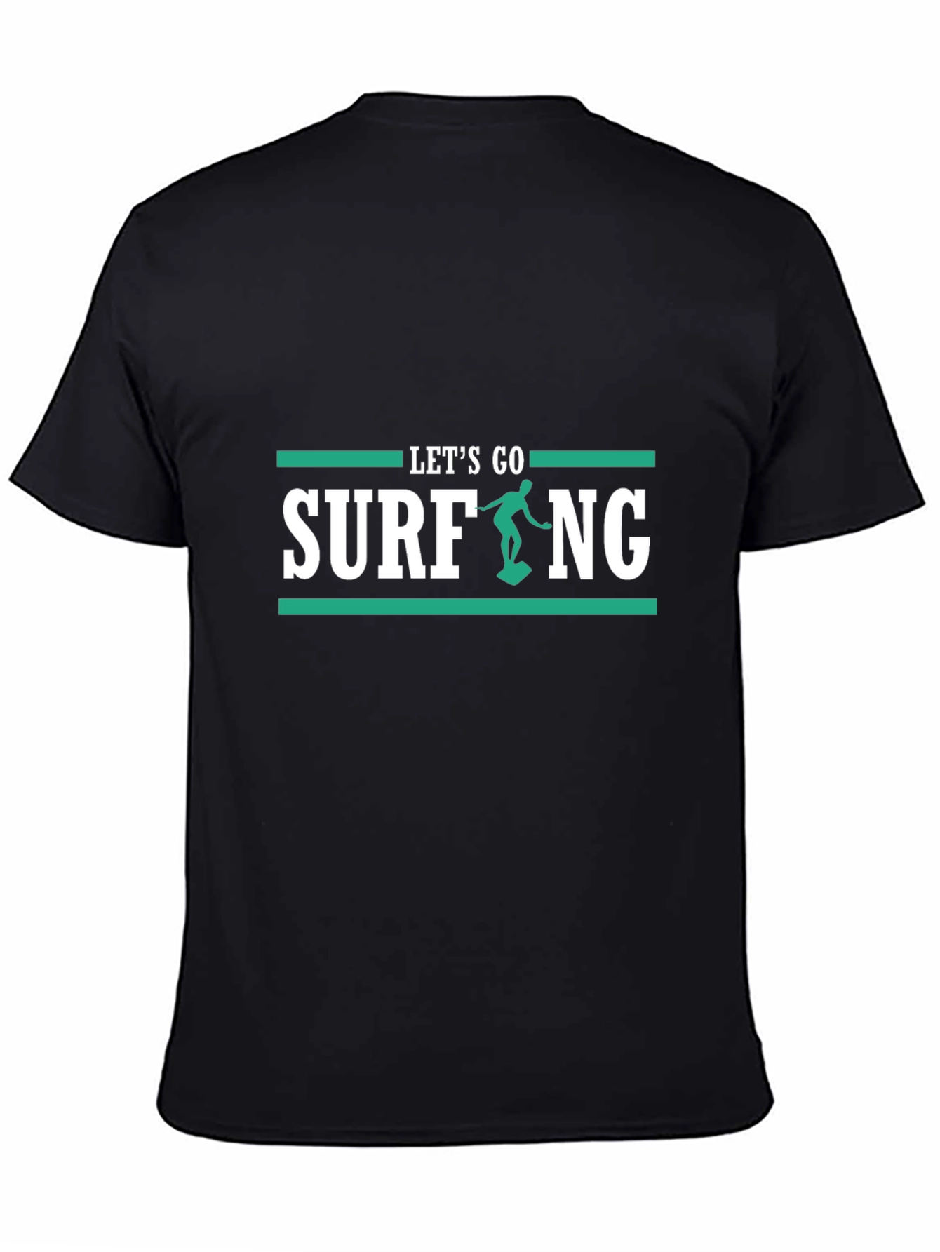 Black Let's Go Surfing Black T-Shirt view 4