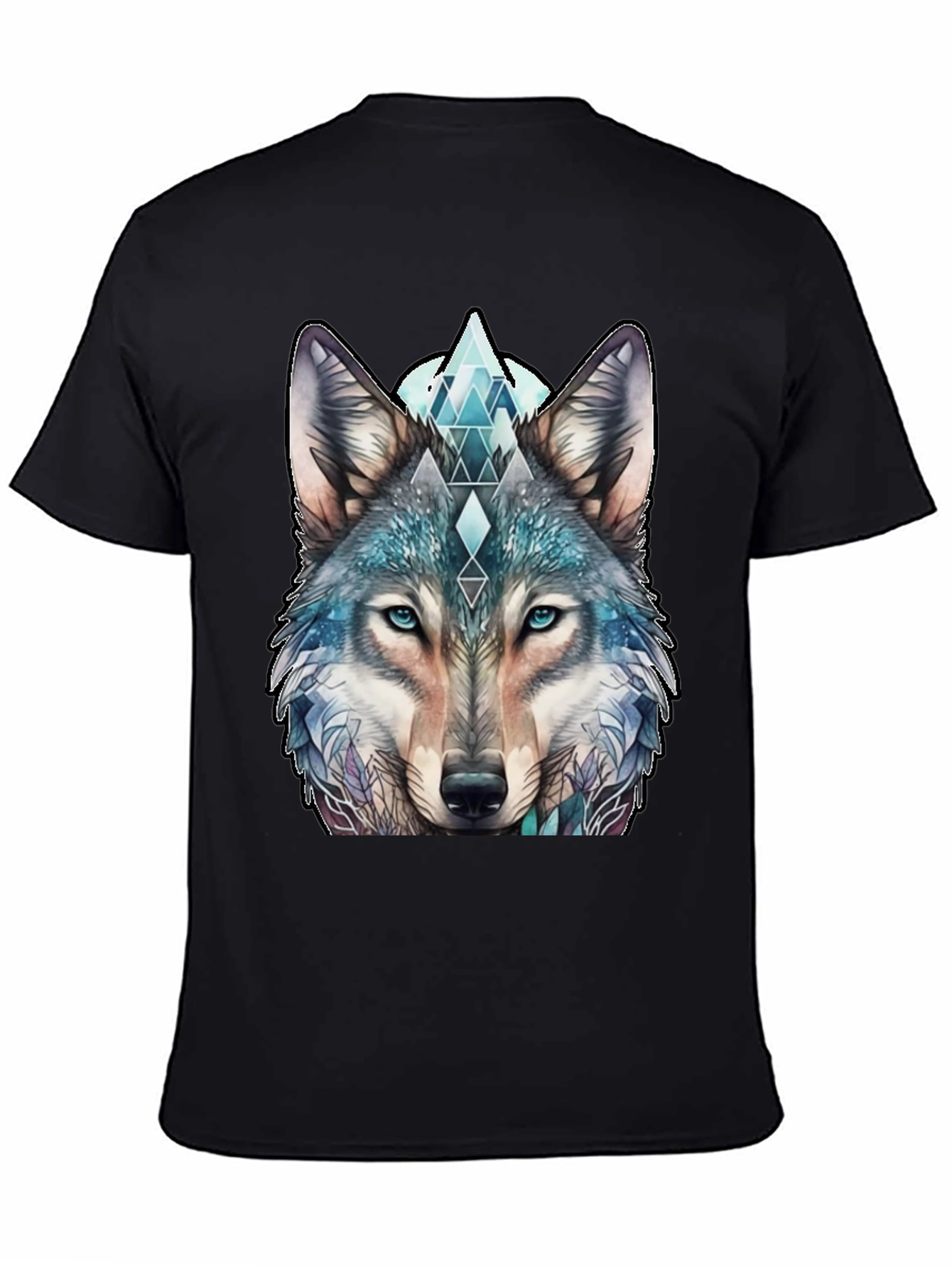 Black Wolf Graphic Tee - Geometric Design, Soft Cotton view 4