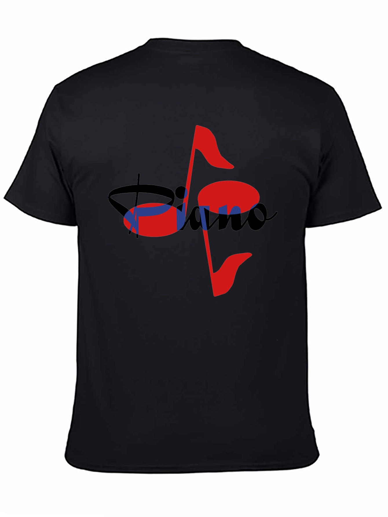 Black Musical Piano Note Black T-Shirt view 4