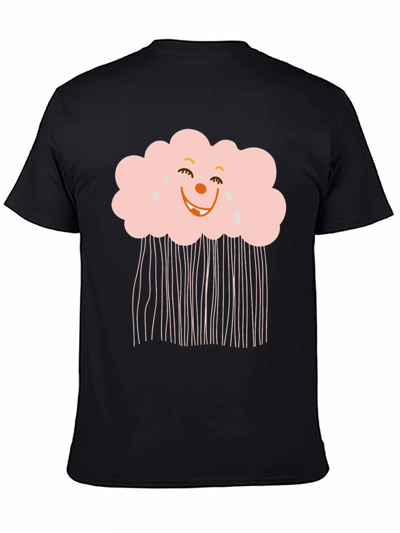 Black Funny Cloud T-Shirt - Black Cotton Tee view 4