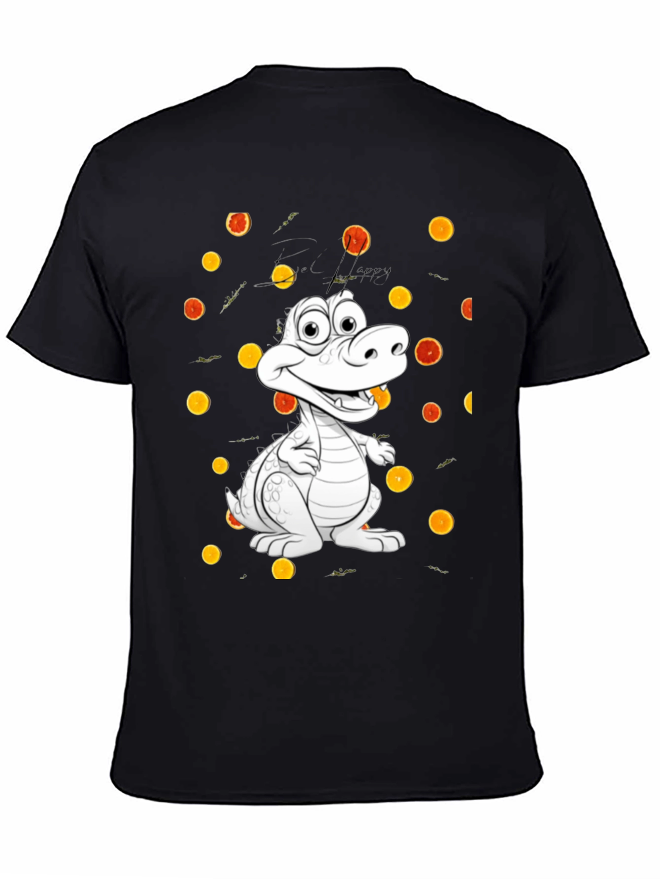Black Cartoon Alligator Graphic Black T-Shirt view 4