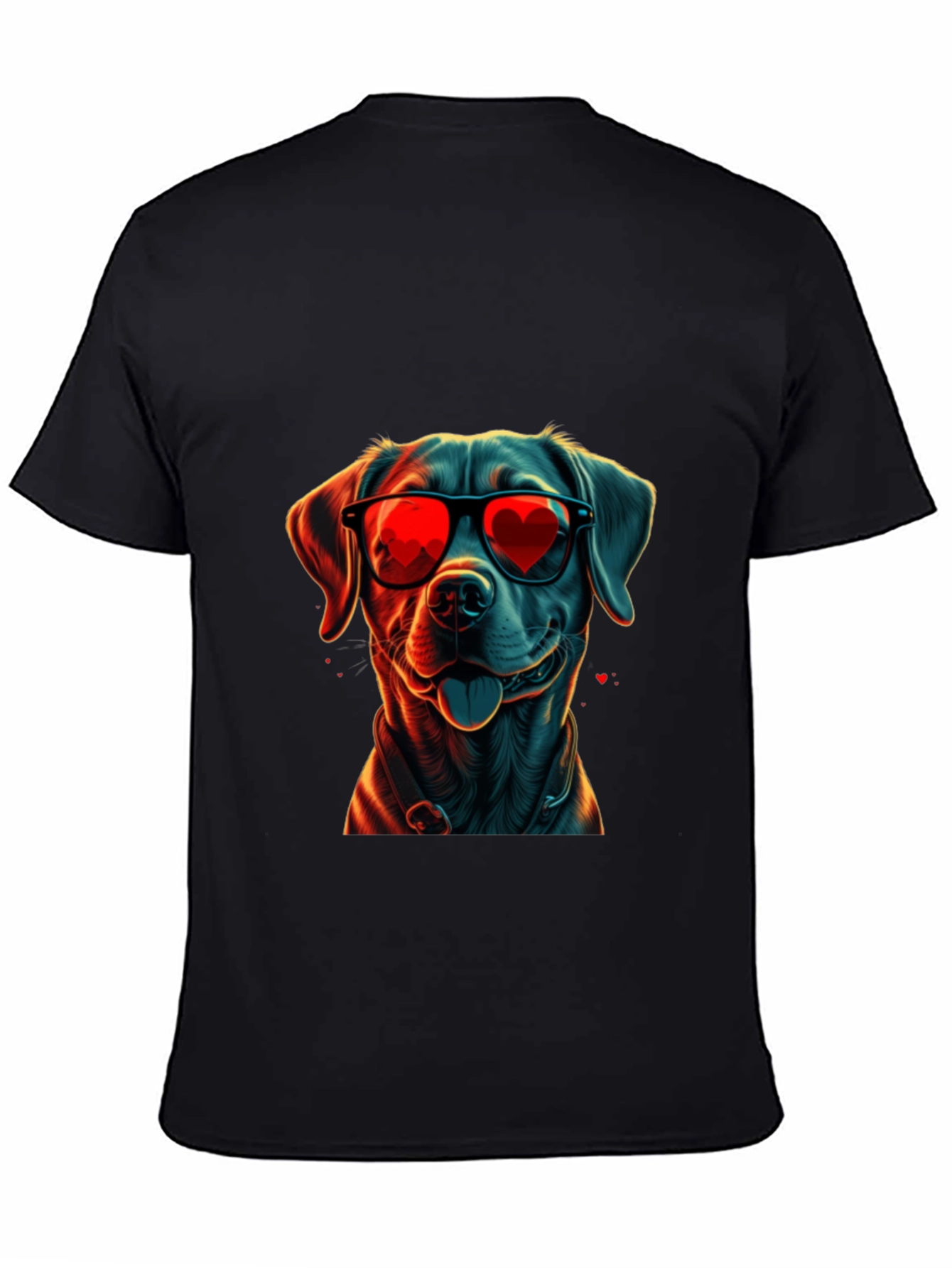 Black Dog with Heart Sunglasses Graphic Tee view 4