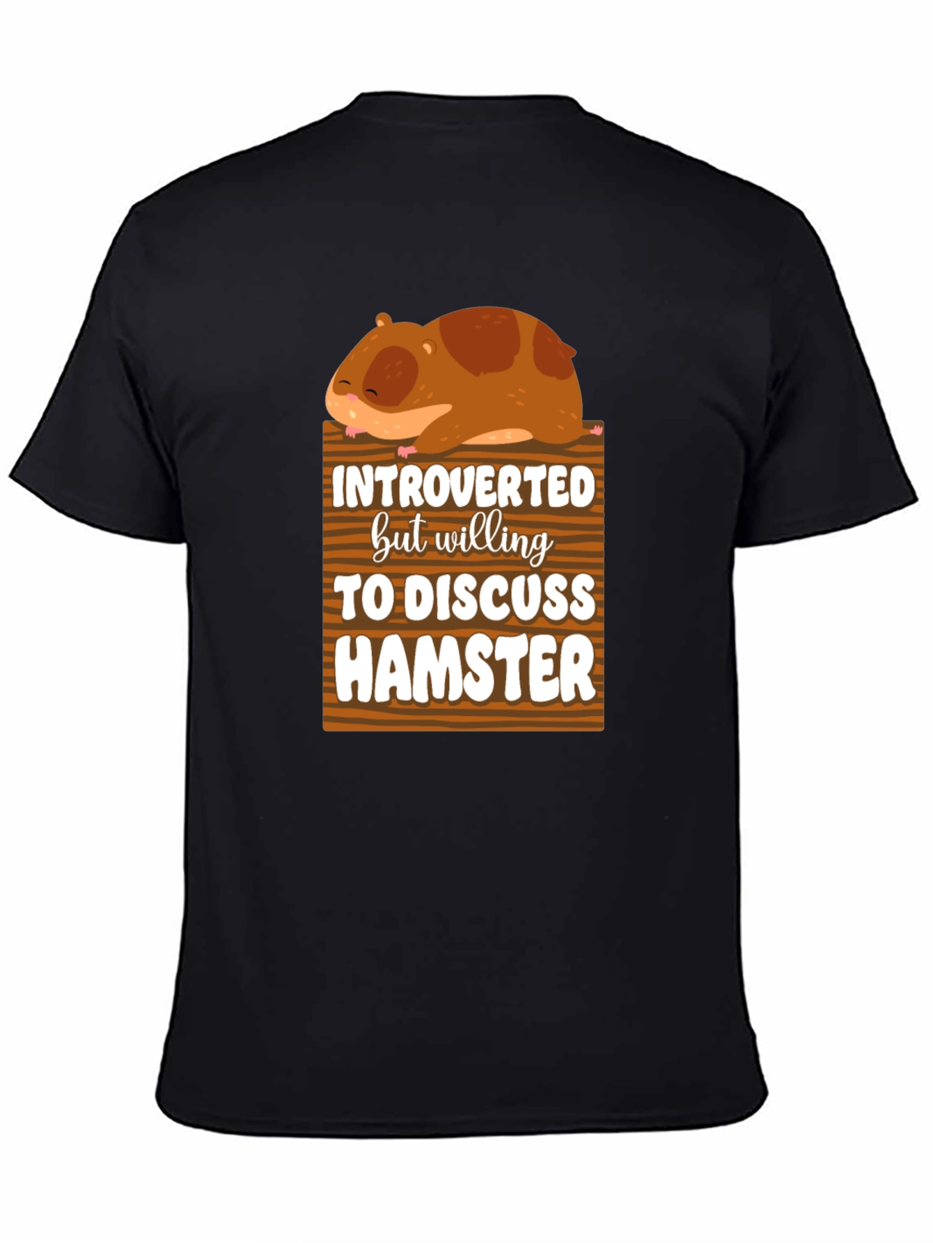 Black Introverted Hamster Graphic T-Shirt view 4