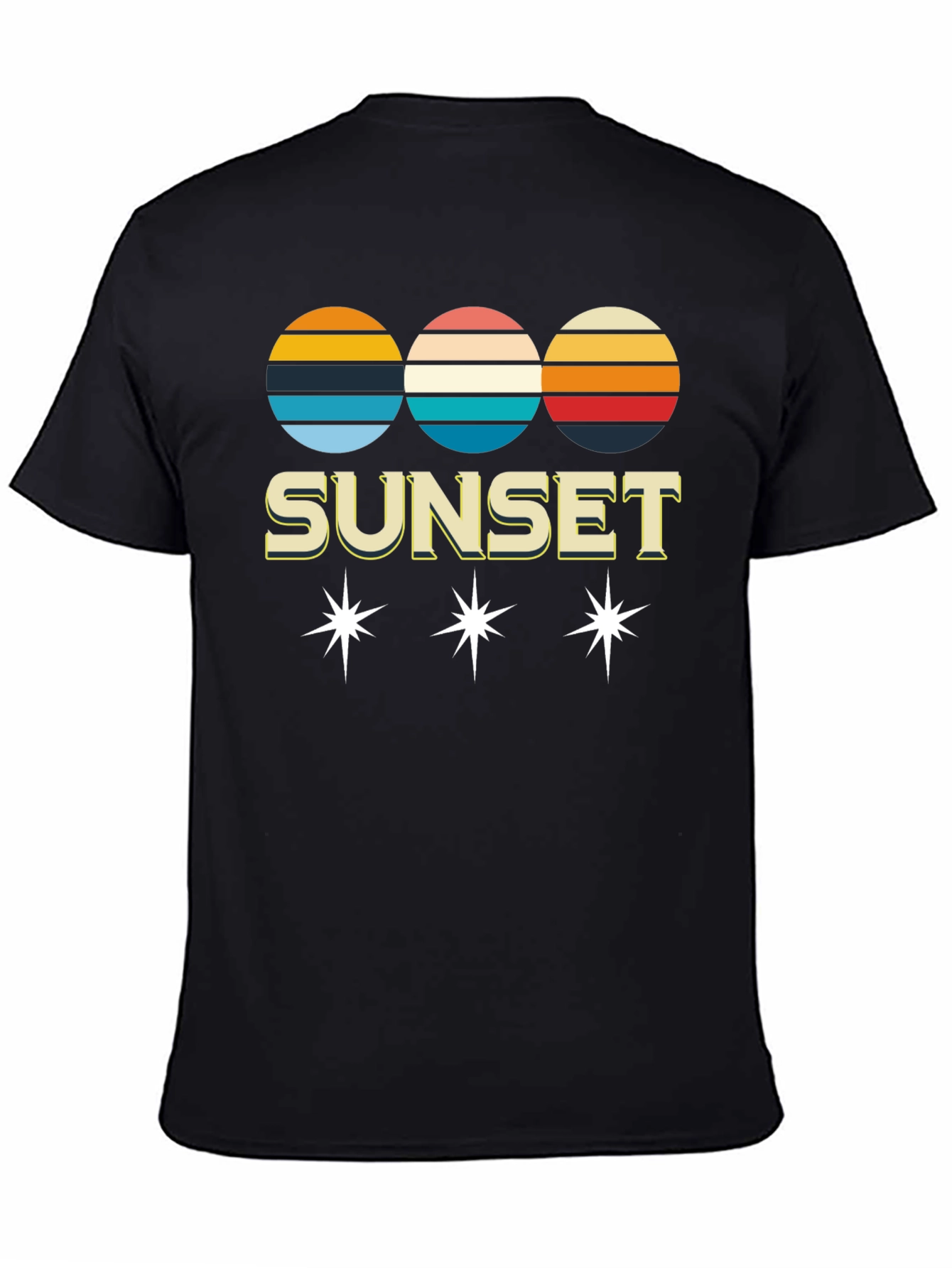 Black Retro Sunset Graphic Tee - Classic Style view 4