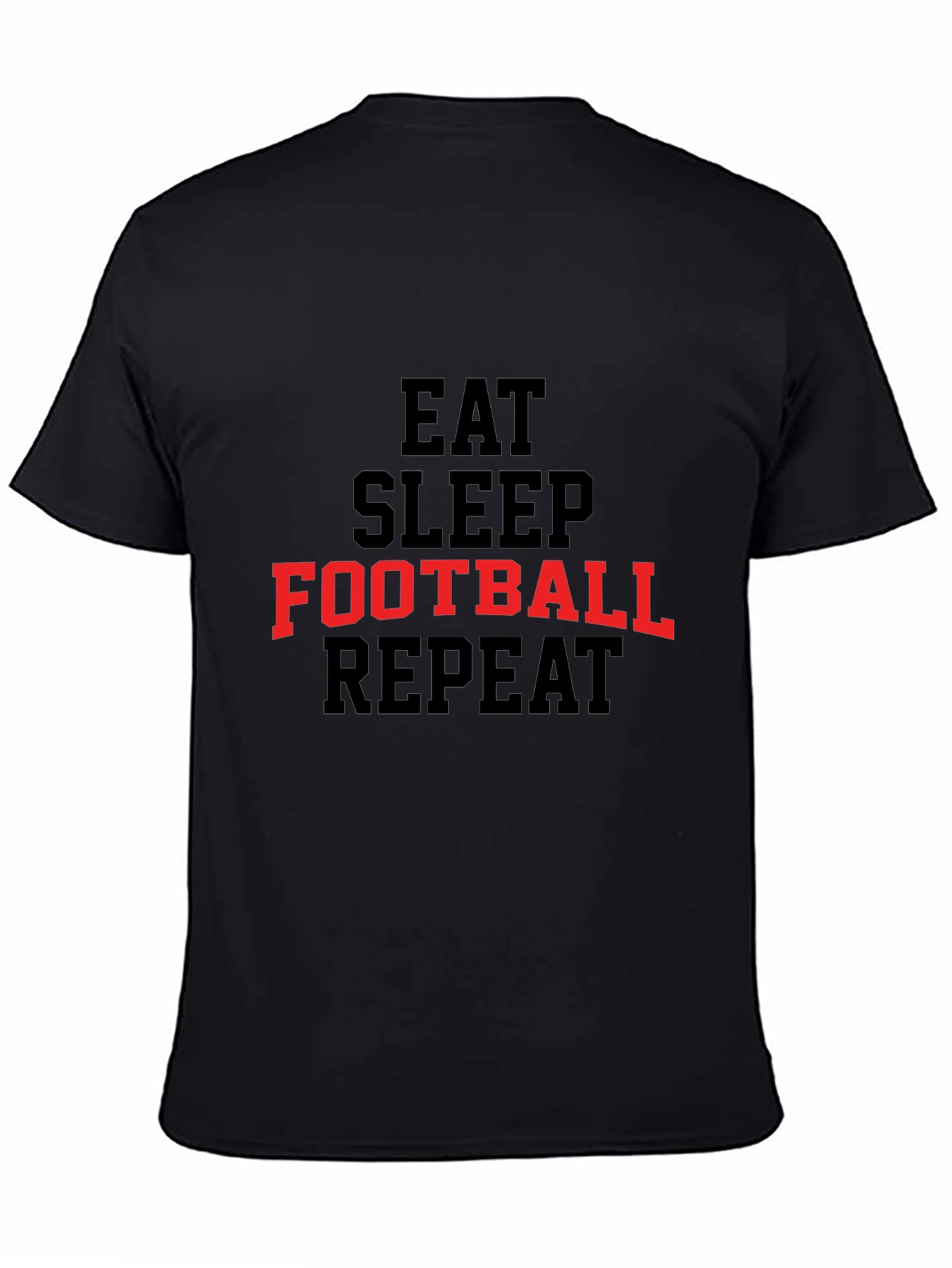 Black Eat Sleep Football Repeat Graphic Tee view 4