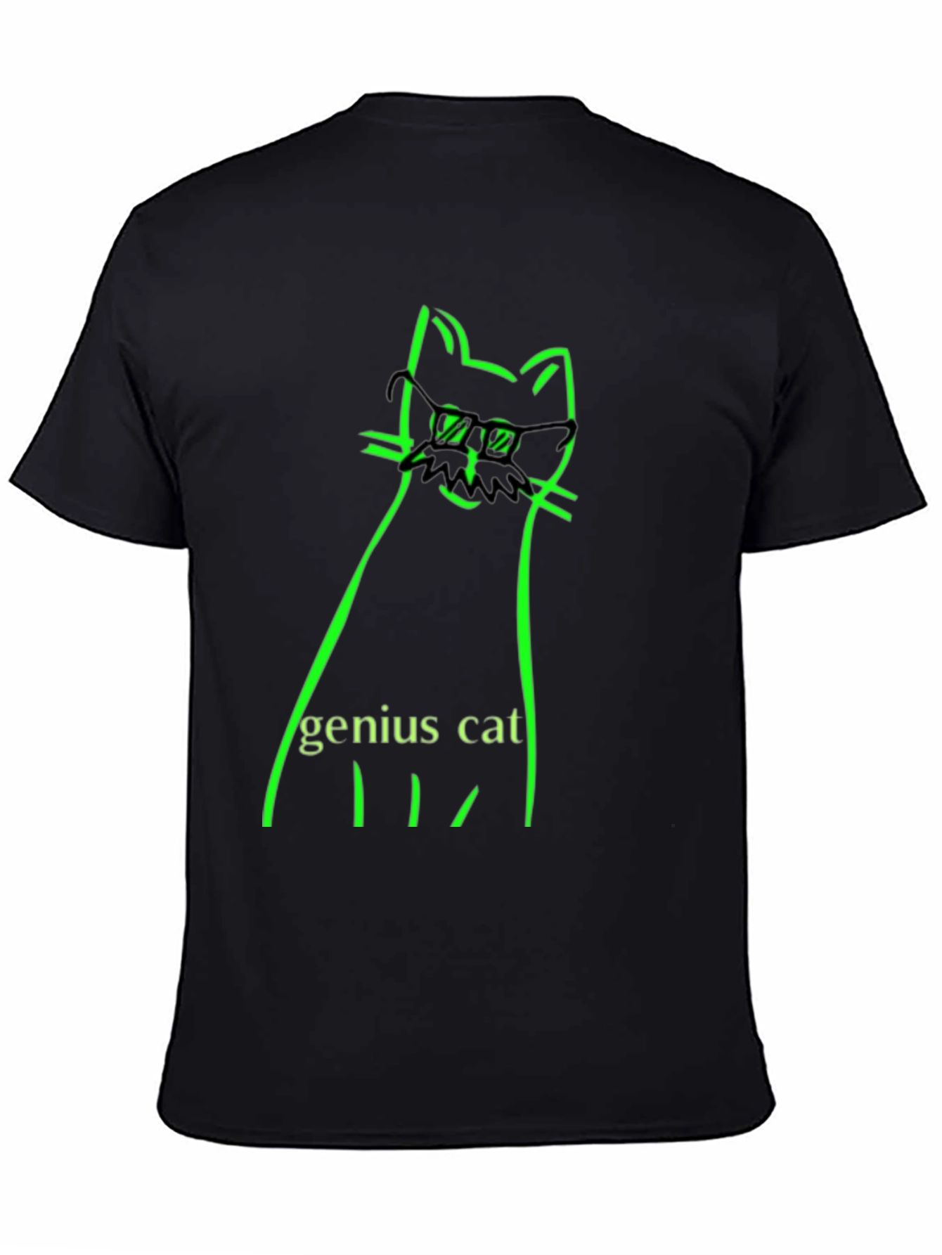 Black Genius Cat Black T-Shirt - Whimsical & Clever Design view 4