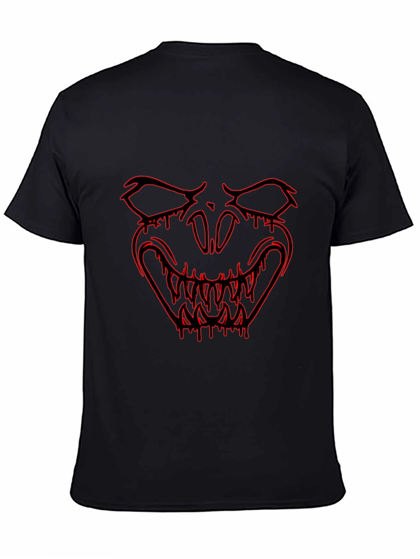 Black Men's Black T-Shirt with Red Monster Graphic view 4