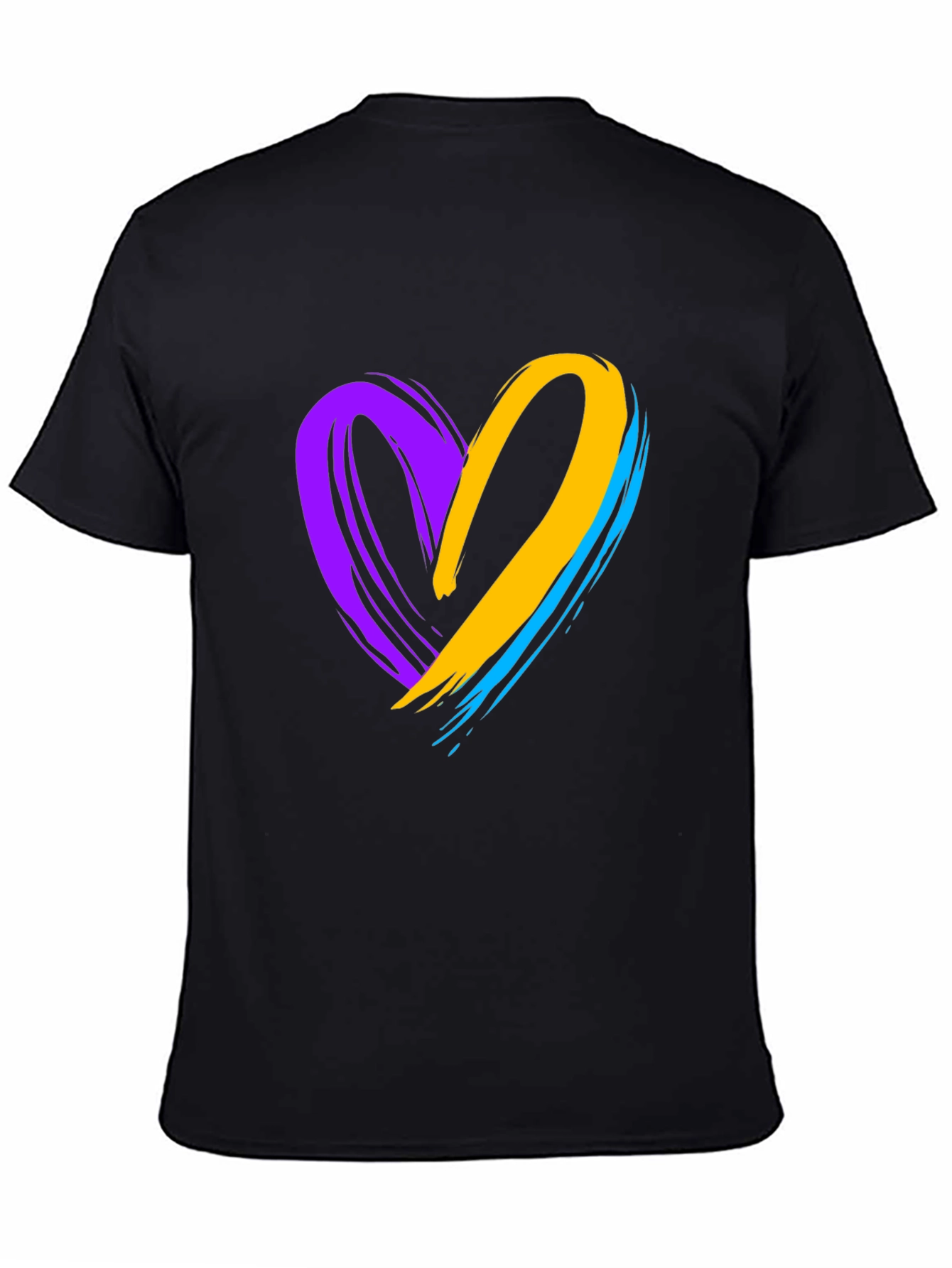 Brush Stroke Heart Graphic Tee - Casual Black T-Shirt - 4